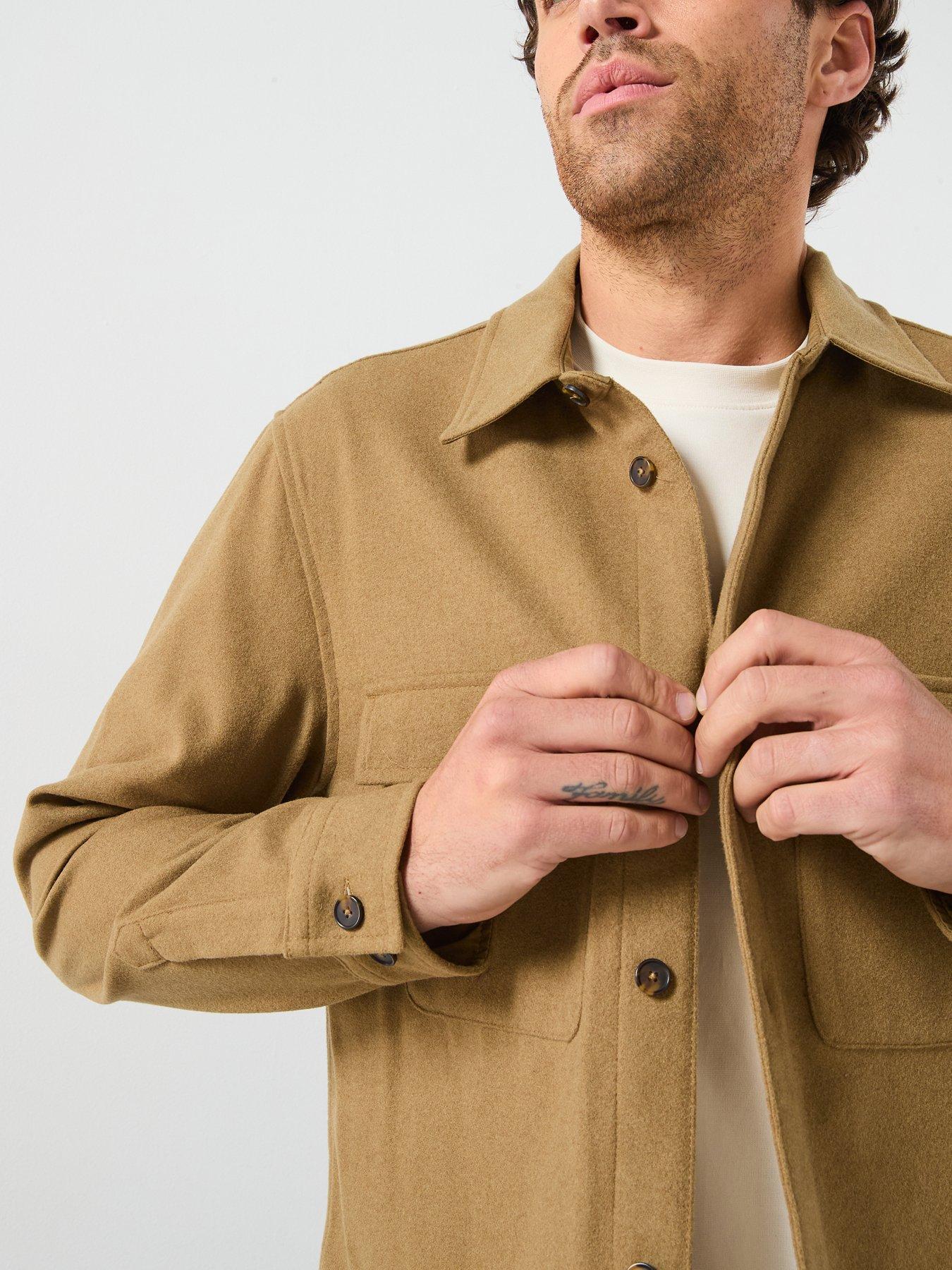 Image 4 of 4 of Mango Margon Double Pocket Wool Shacket - Dark Beige