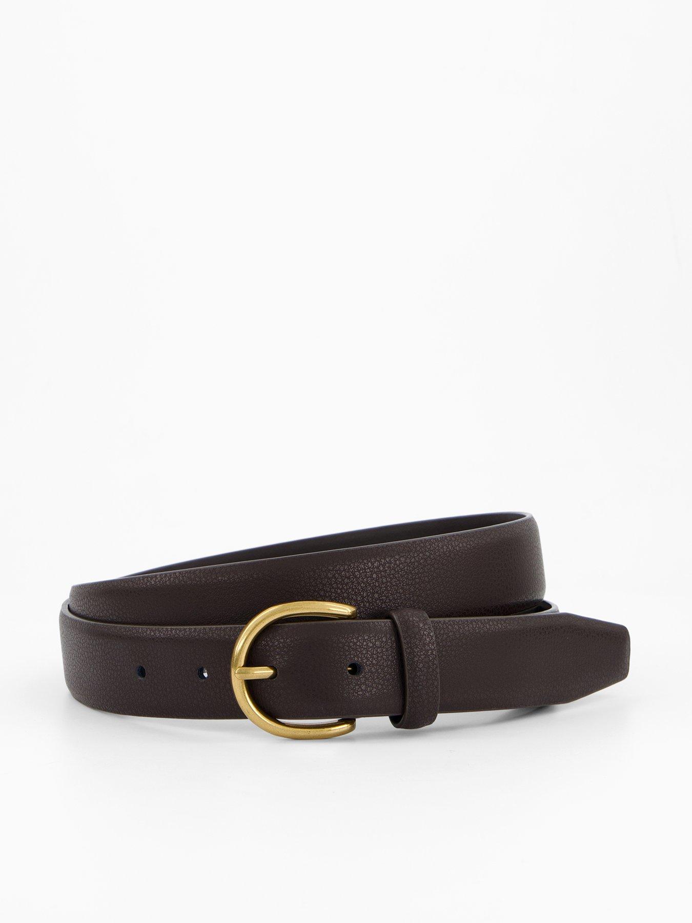 Mango Tumble Leather Belt - Dark Brown