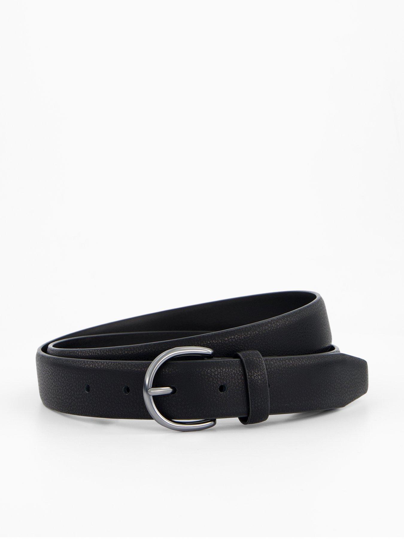Mango Tumble Leather Belt - Black