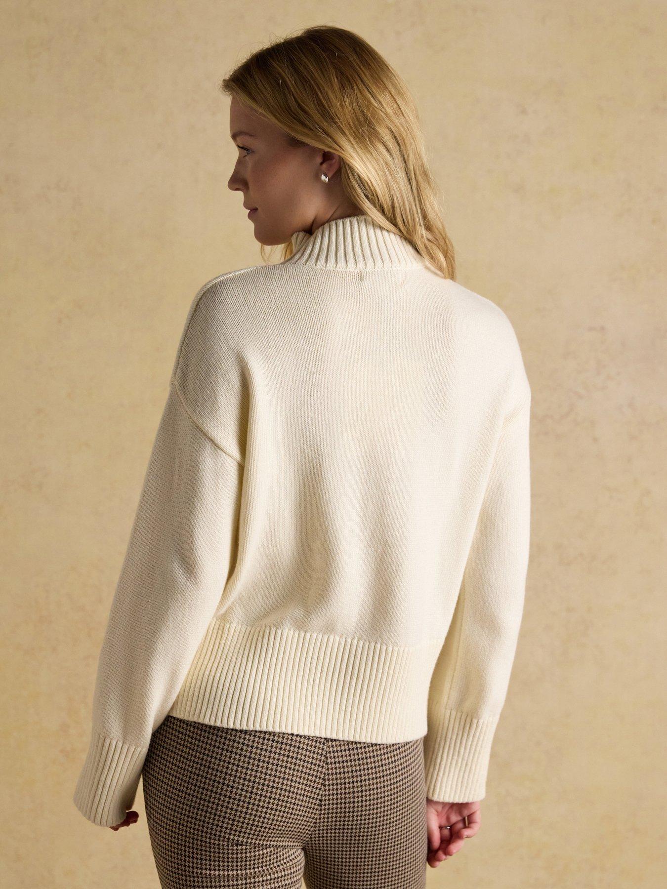 Image 2 of 6 of Joules Intarsia High Neck Jumper - Cream