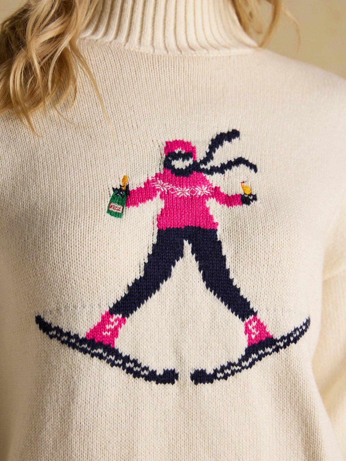 Image 6 of 6 of Joules Intarsia High Neck Jumper - Cream