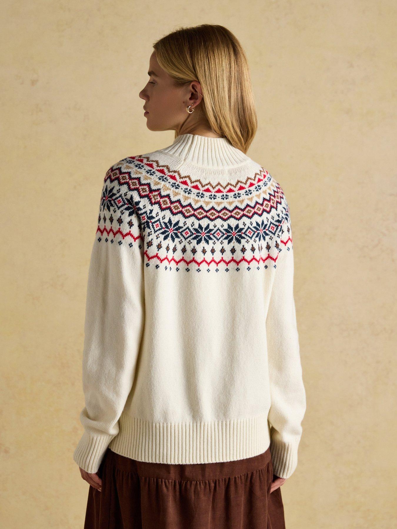  image of joules-fairisle-high-neck-cotton-rich-jumper-cream