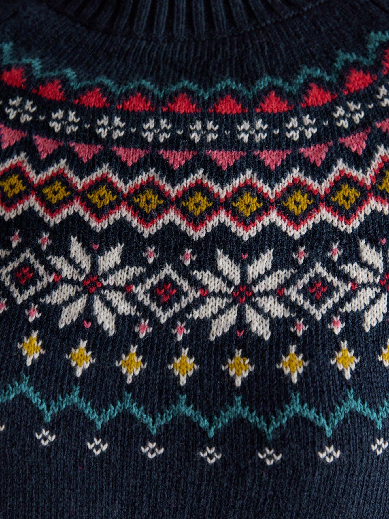  image of joules-fairisle-high-neck-cotton-rich-jumper-navy