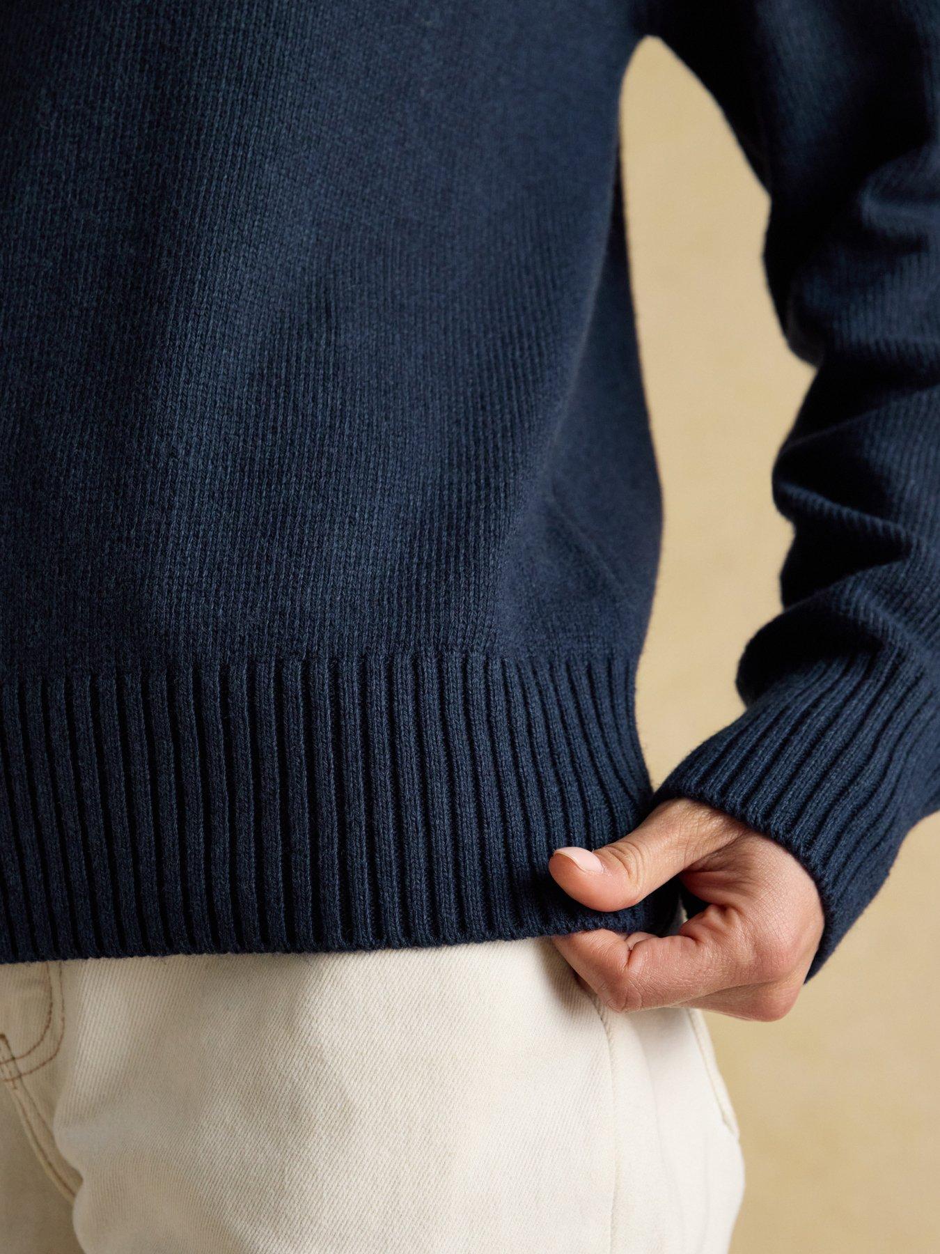  image of joules-fairisle-high-neck-cotton-rich-jumper-navy