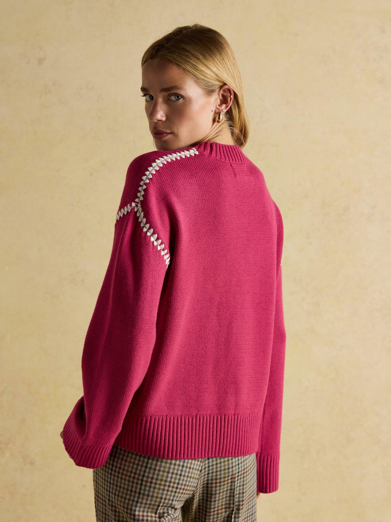 stillFront image of joules-blanket-stitch-jumper-pink