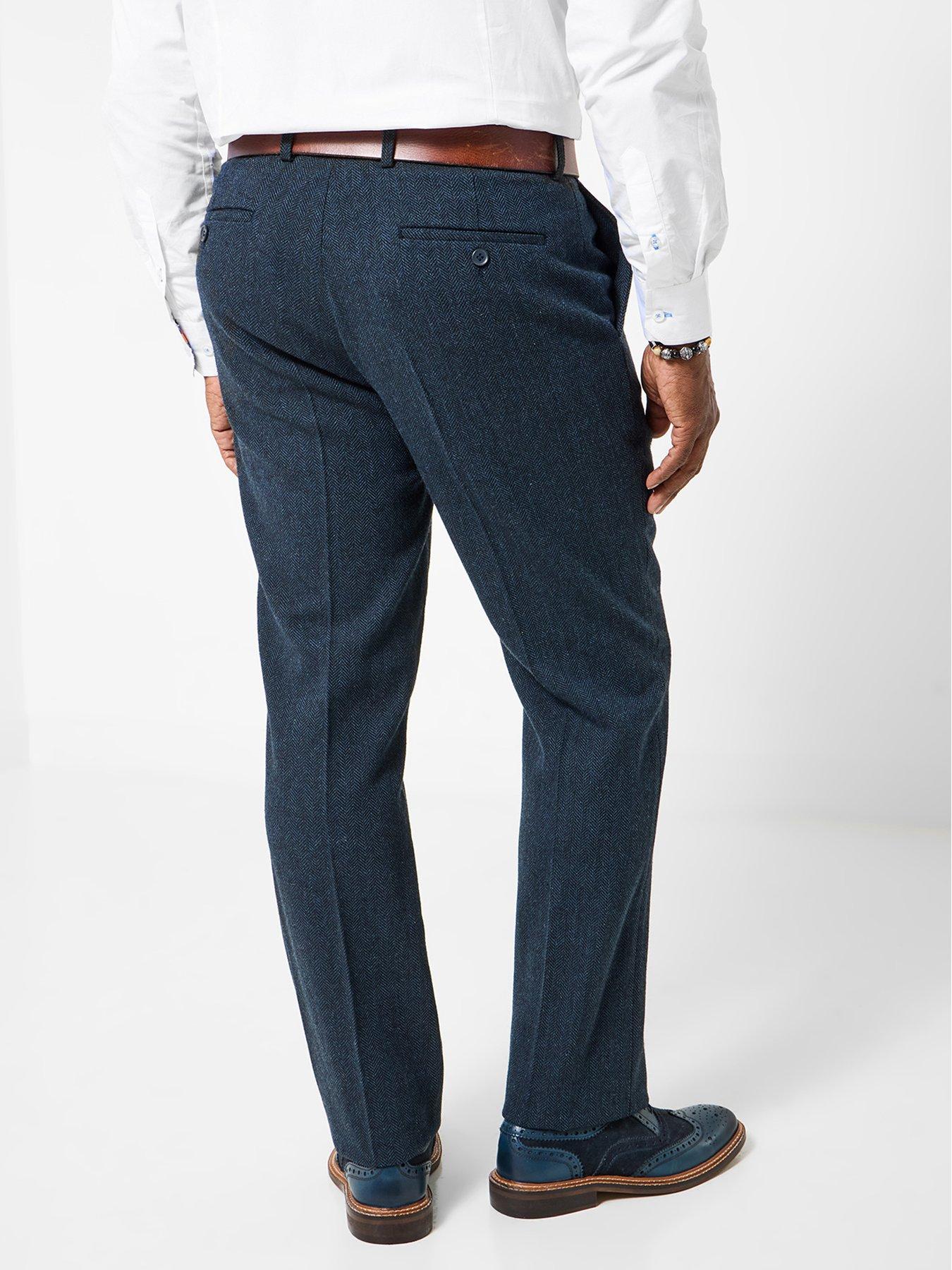  image of joe-browns-navy-herringbone-trousers
