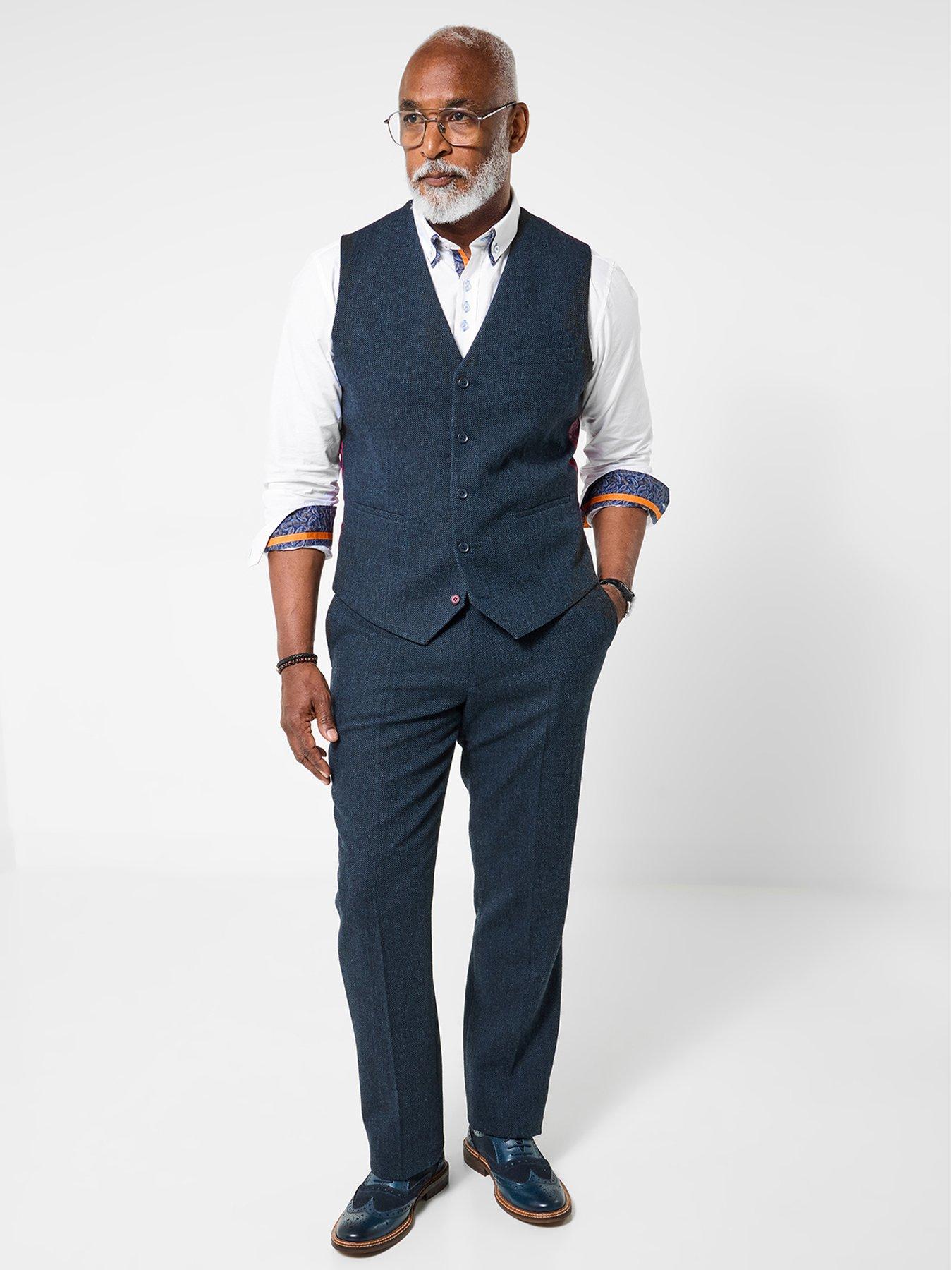  image of joe-browns-navy-herringbone-trousers