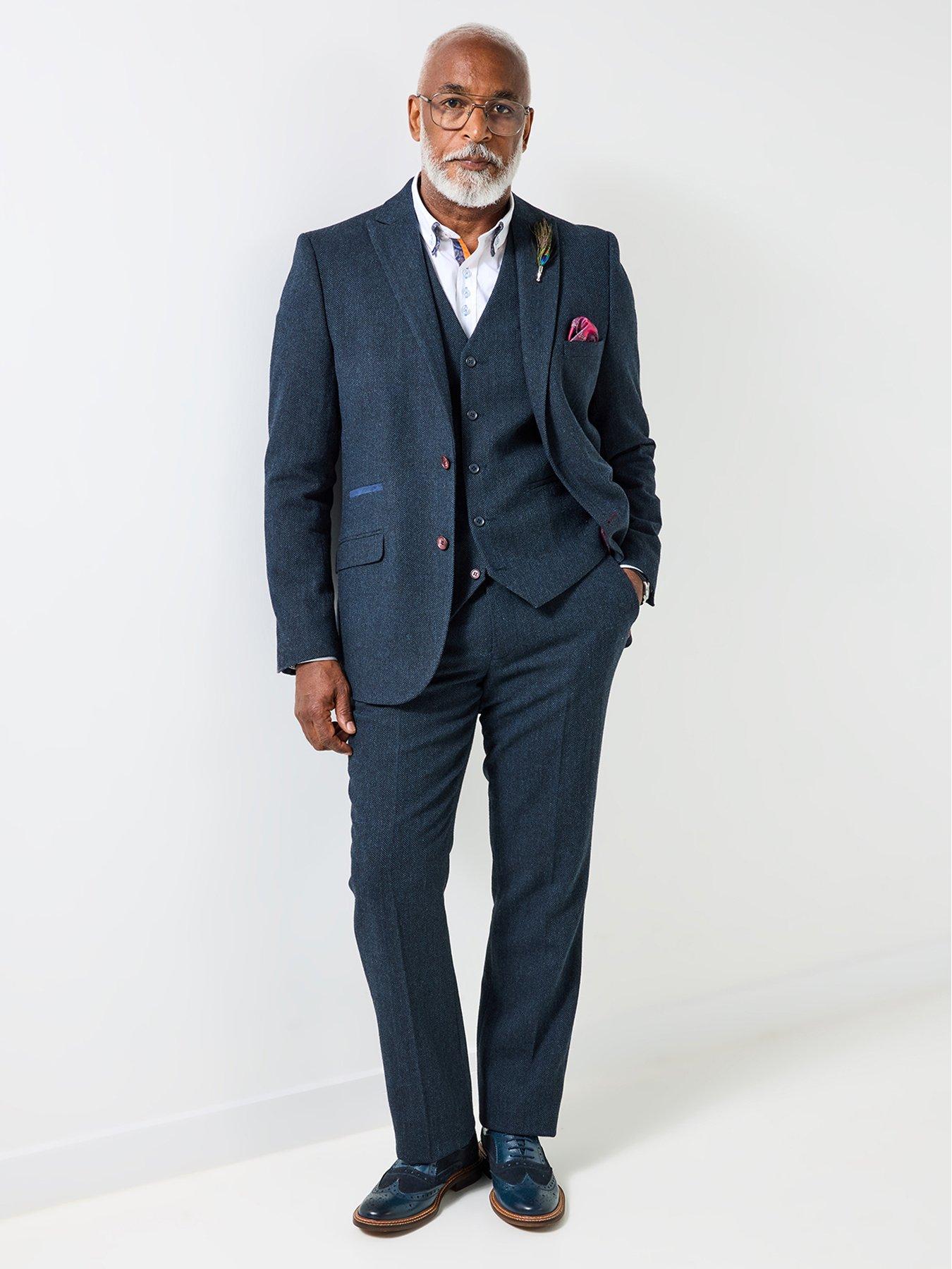  image of joe-browns-navy-herringbone-trousers