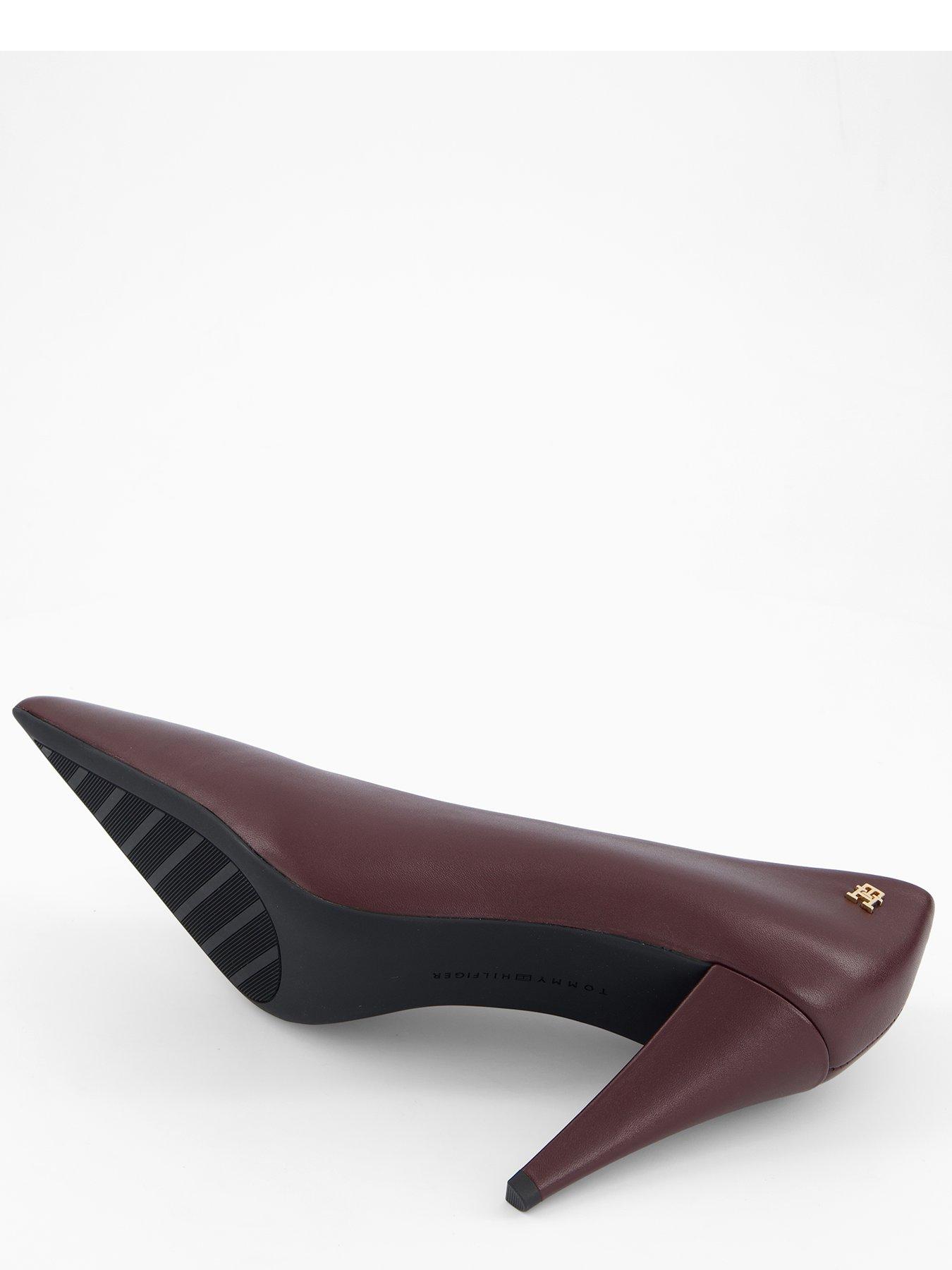 Image 4 of 6 of Tommy Hilfiger Leather TH Monogram Stiletto Heels - Brown