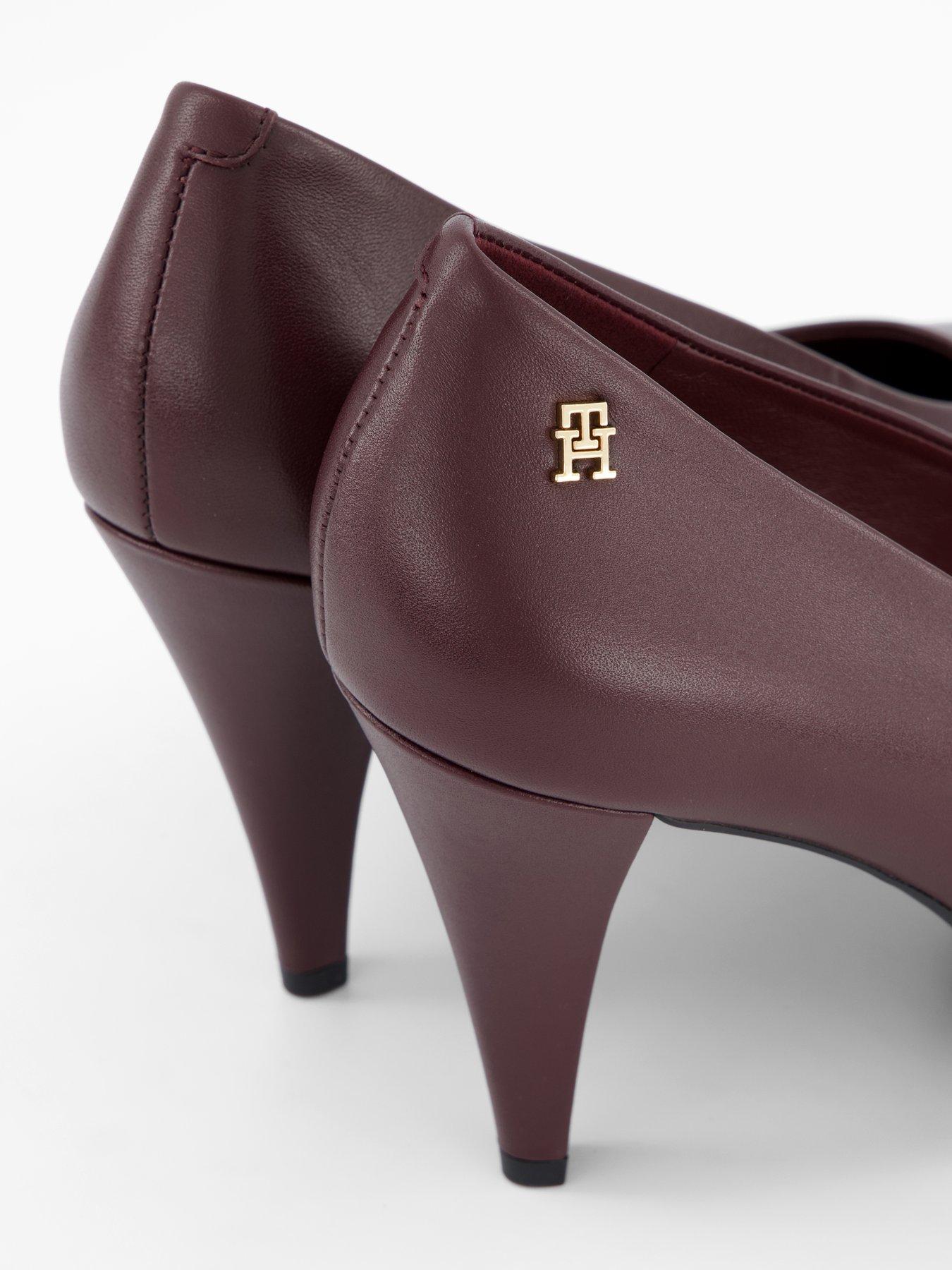 Image 5 of 6 of Tommy Hilfiger Leather TH Monogram Stiletto Heels - Brown
