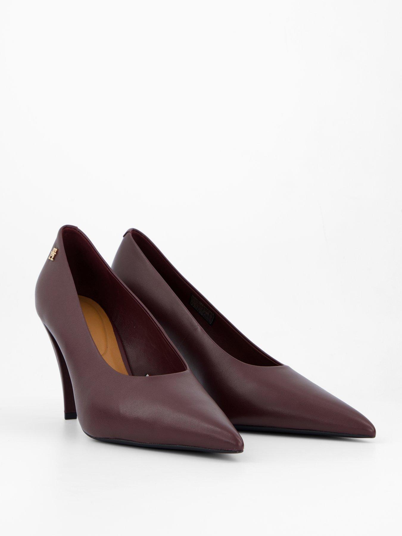 Image 6 of 6 of Tommy Hilfiger Leather TH Monogram Stiletto Heels - Brown