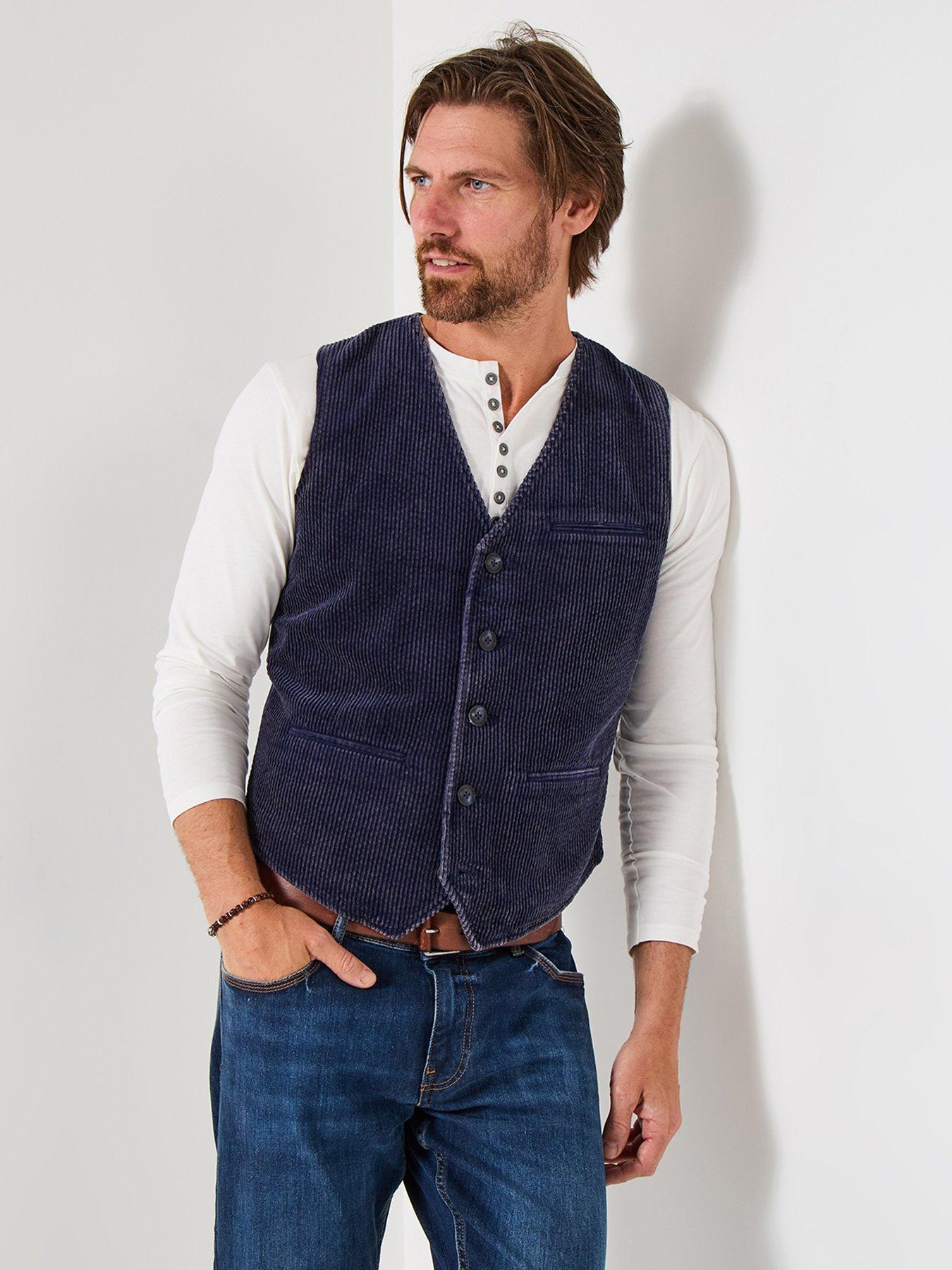 undefined Cord Front Waistcoat - Navy