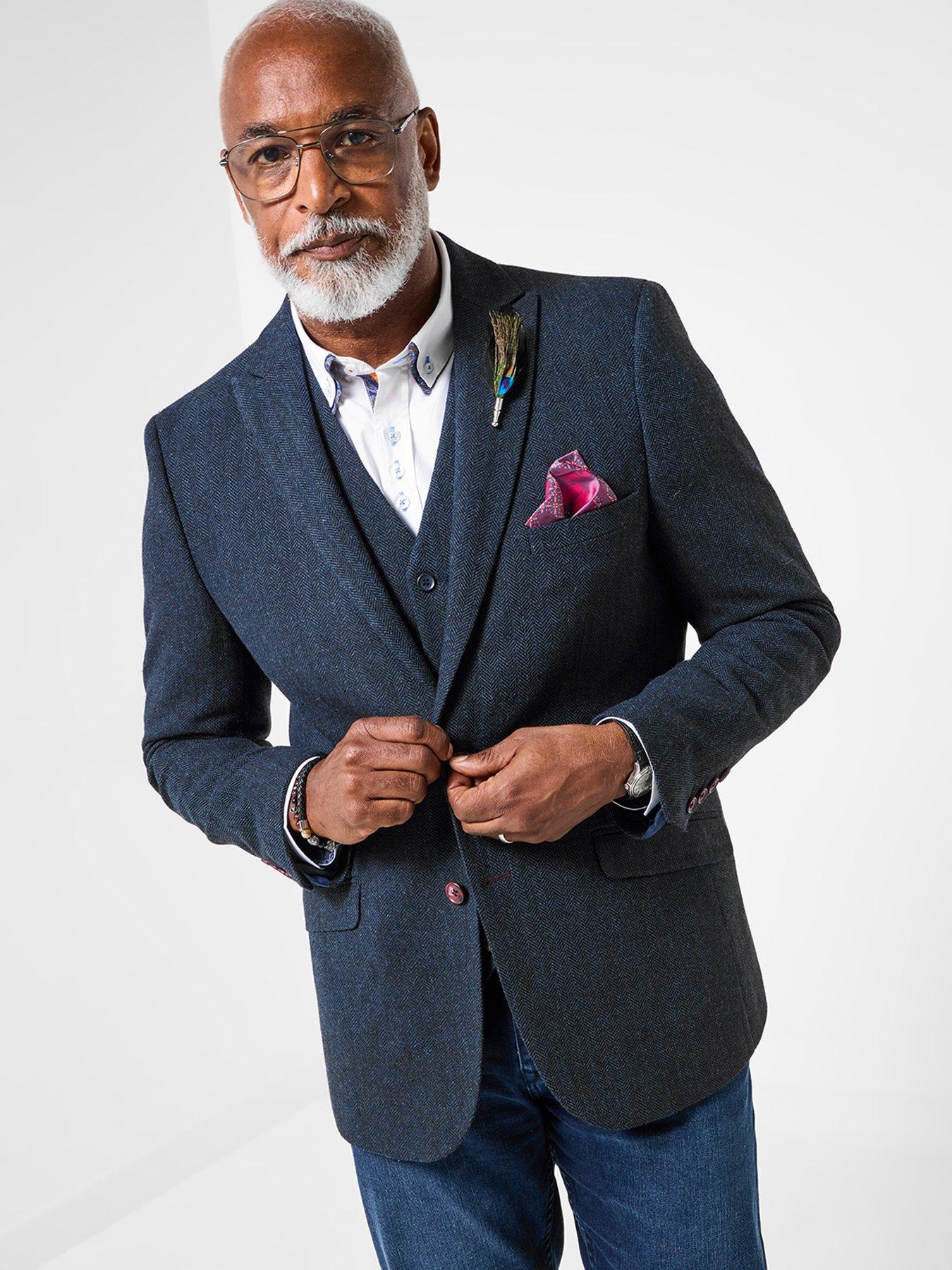 Image 1 of 6 of Joe Browns Stylish Trim Herringbone Blazer - Navy