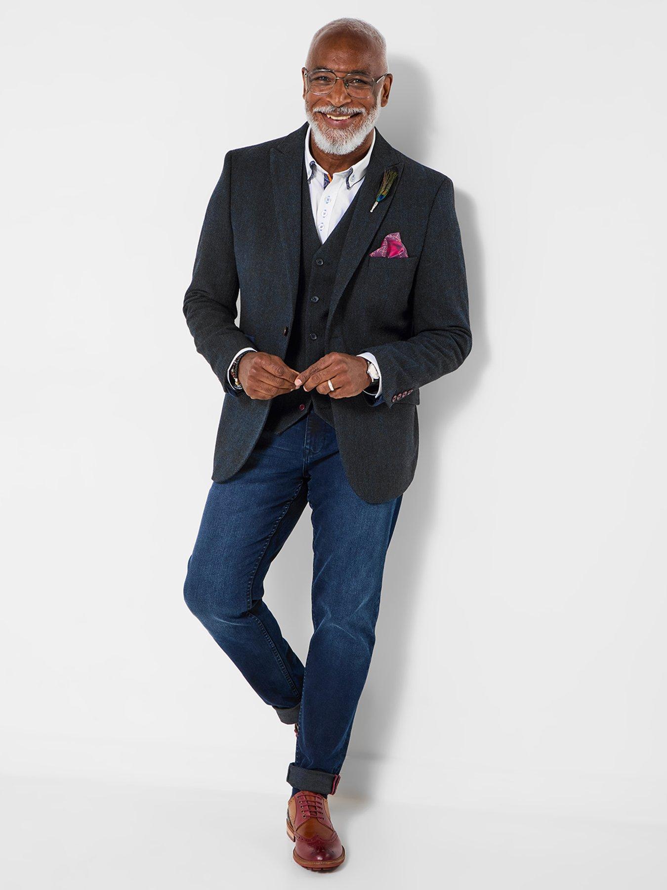 Image 2 of 6 of Joe Browns Stylish Trim Herringbone Blazer - Navy