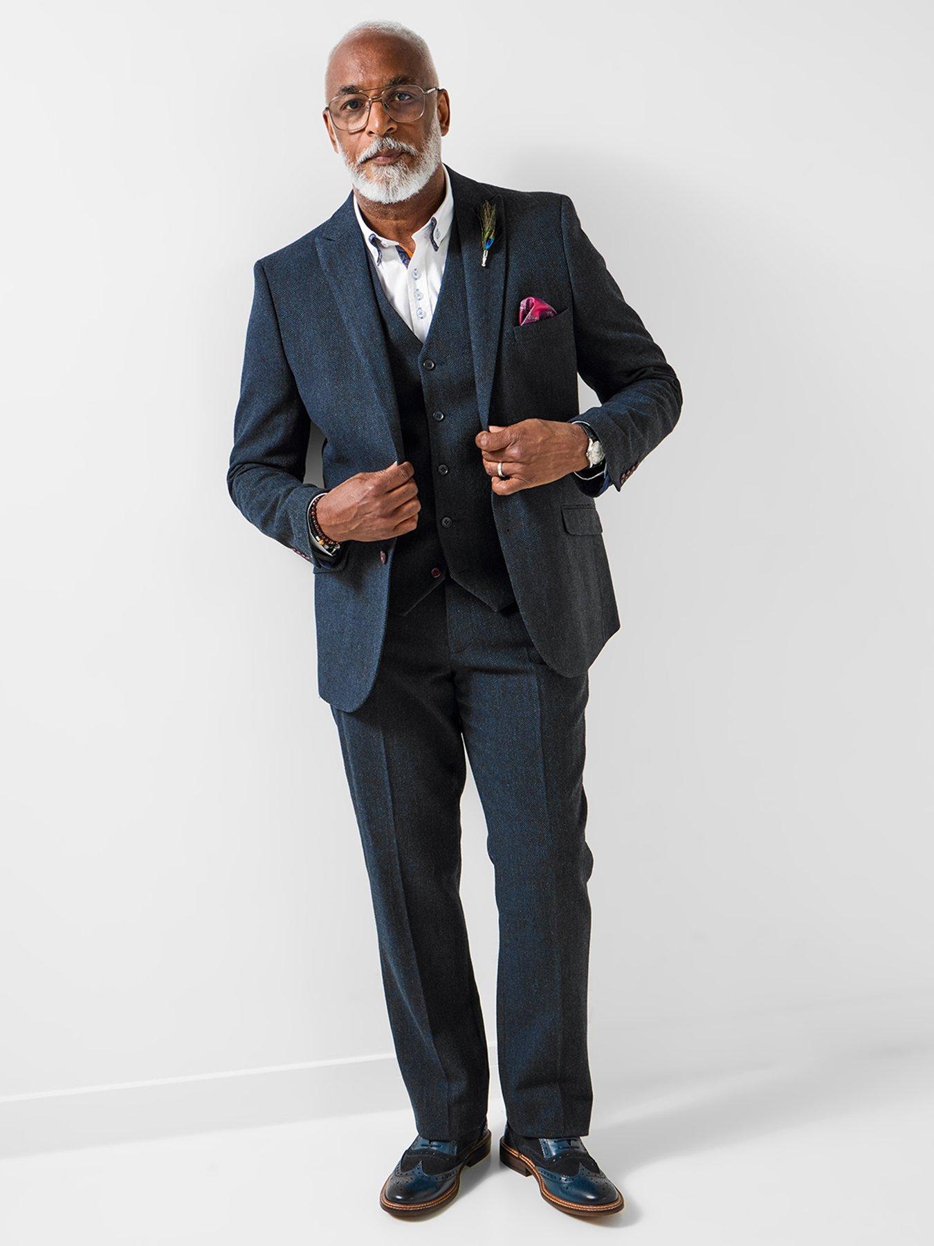 Image 5 of 6 of Joe Browns Stylish Trim Herringbone Blazer - Navy