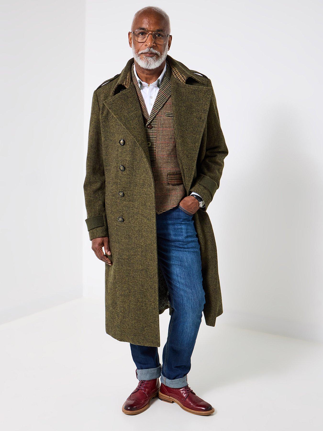 undefined Double-Breasted Longline Trench Coat - Khaki