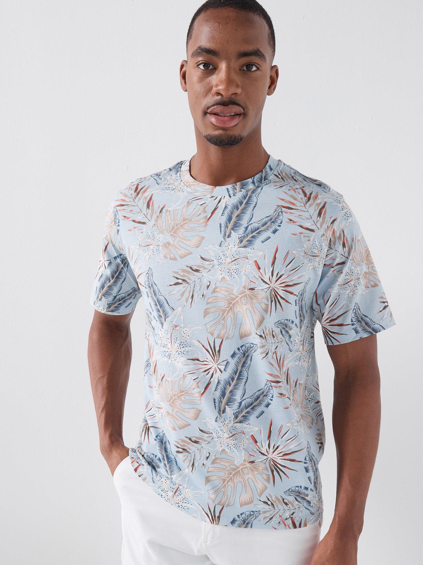  image of jack-jones-honolulu-printed-t-shirt-light-blue