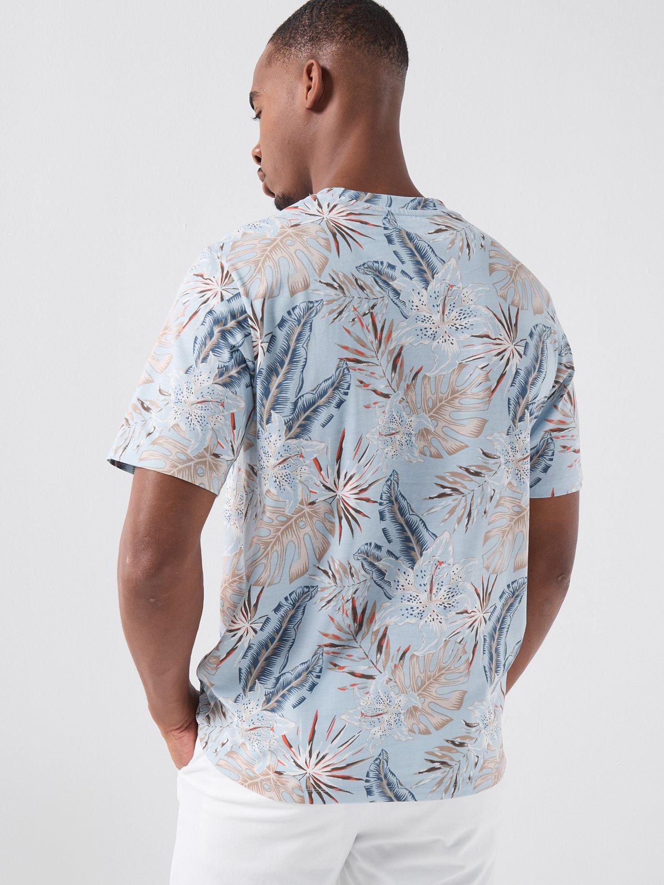  image of jack-jones-honolulu-printed-t-shirt-light-blue