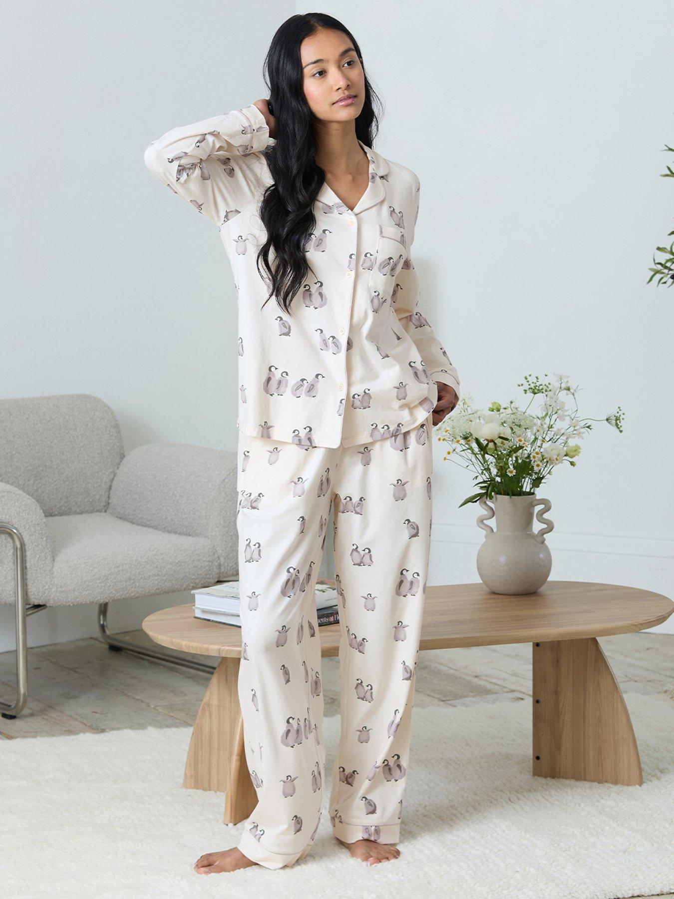 CHELSEA PEERS Classic Long Button Up Set In Cotton - White