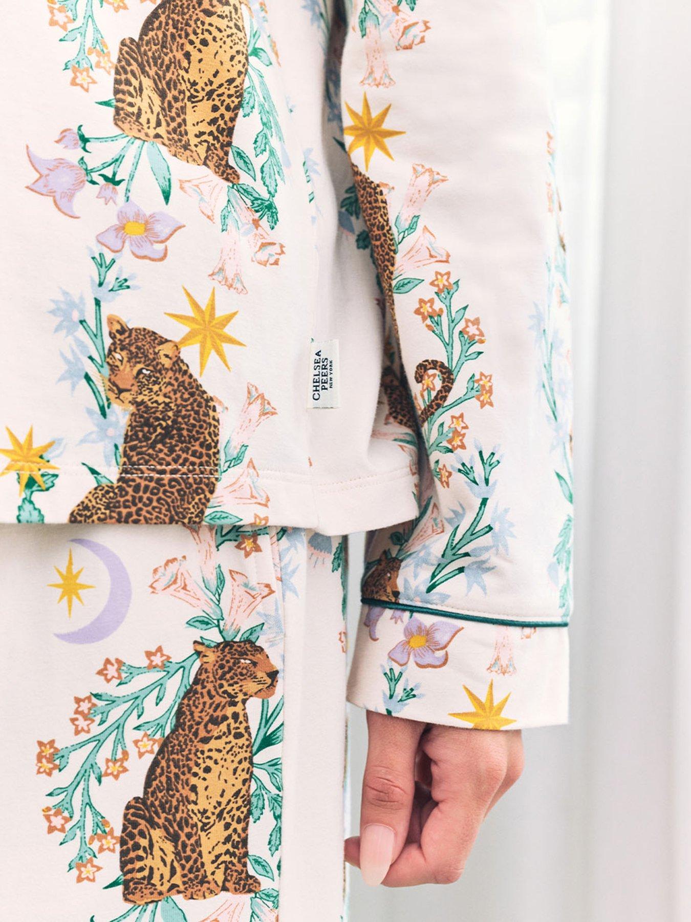 Image 6 of 6 of CHELSEA PEERS Long Button Up Set In Cotton - Off White