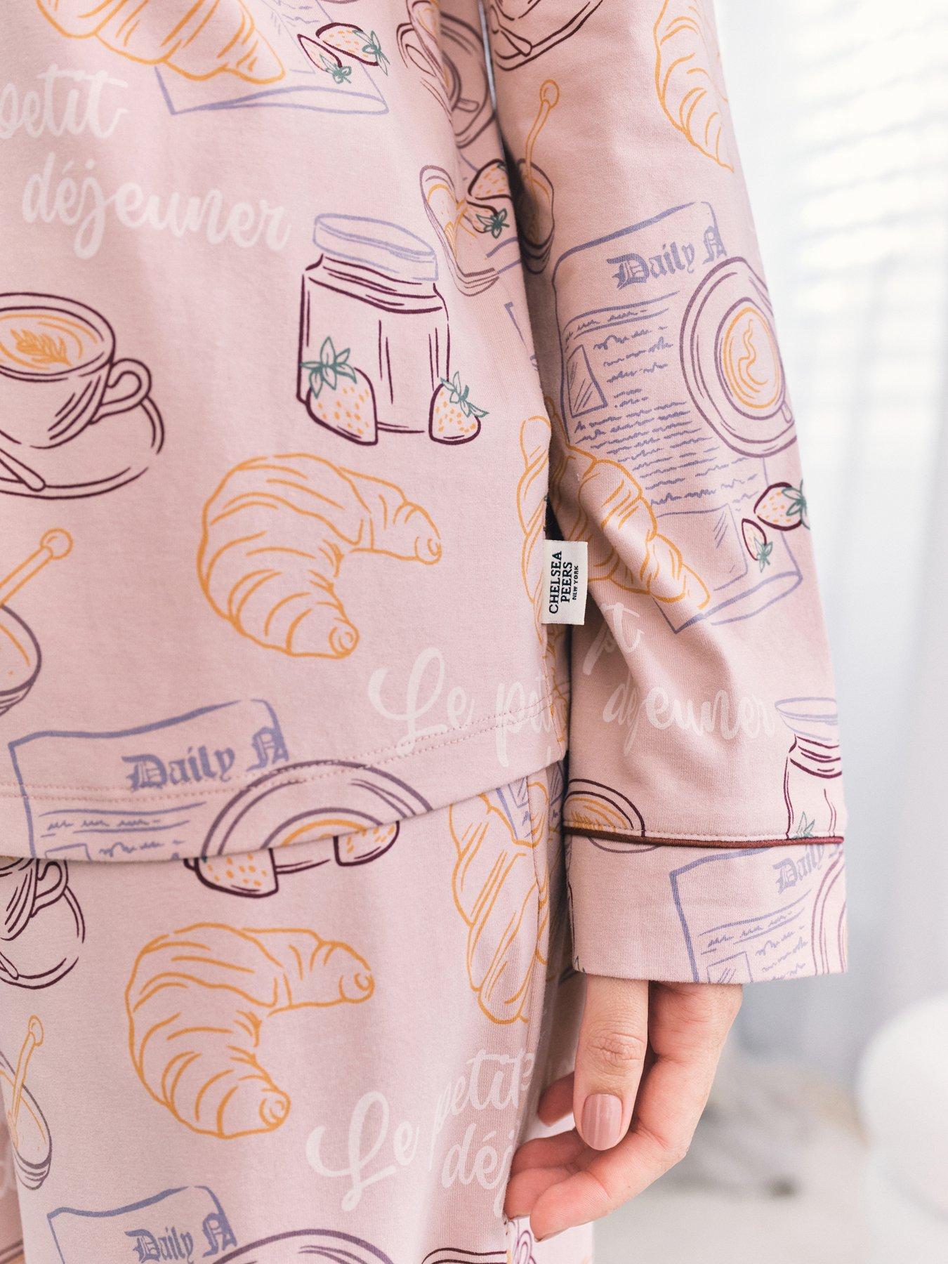 Image 6 of 6 of CHELSEA PEERS Long Button Up Pyjama Set - Pink