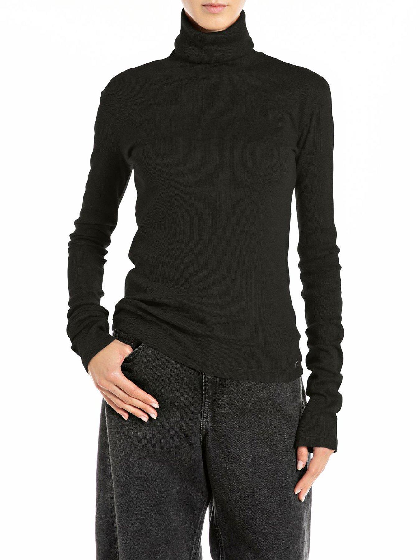 undefined Knitted Roll Neck Jumper - Black