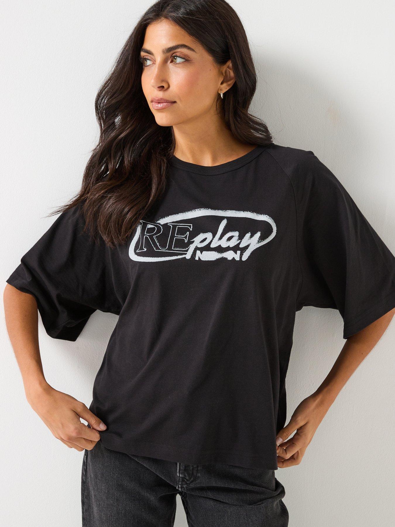 Replay Cotton Jersey Logo T-Shirt - Red