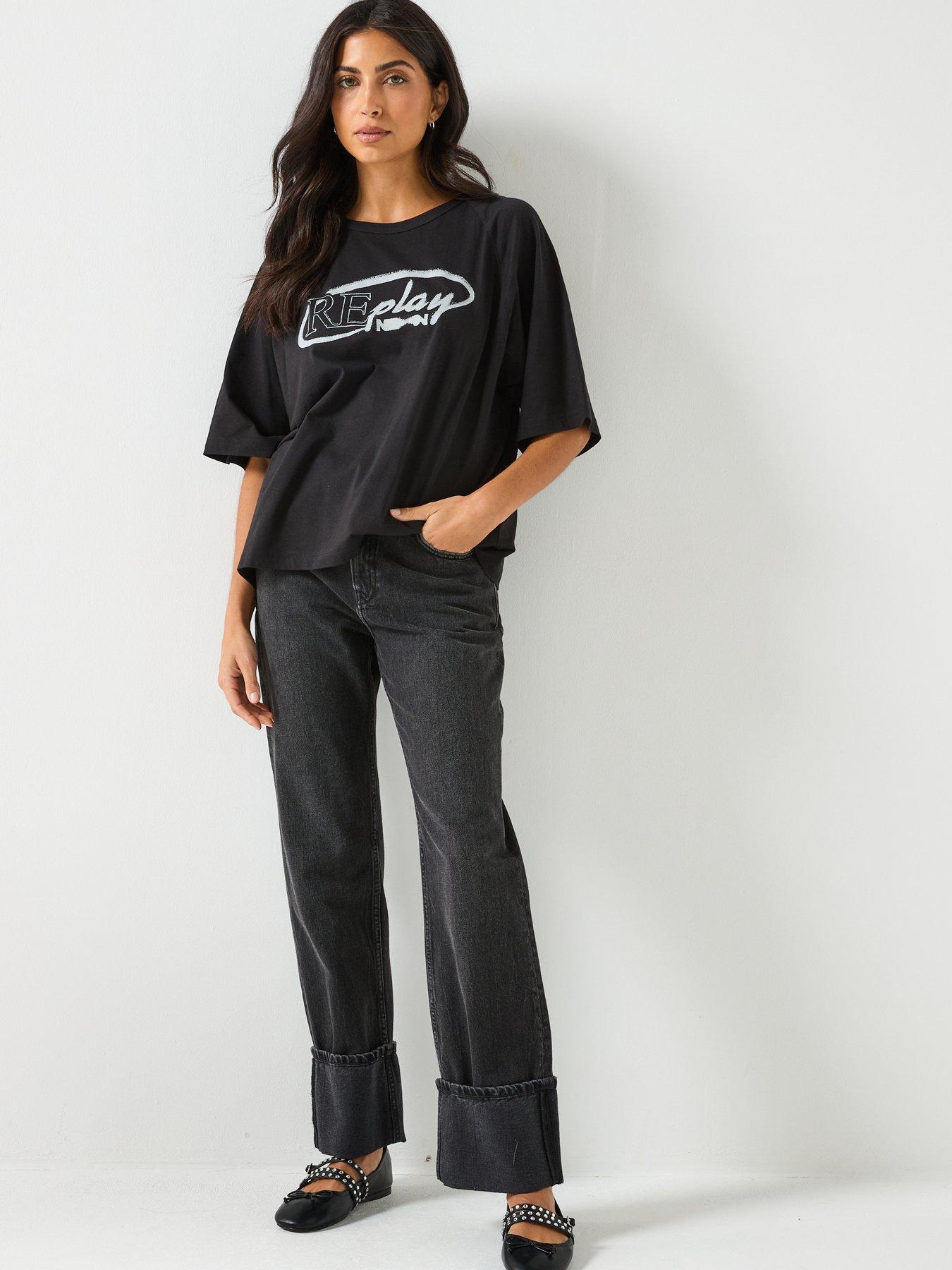  image of replay-cotton-jersey-logo-t-shirt-red