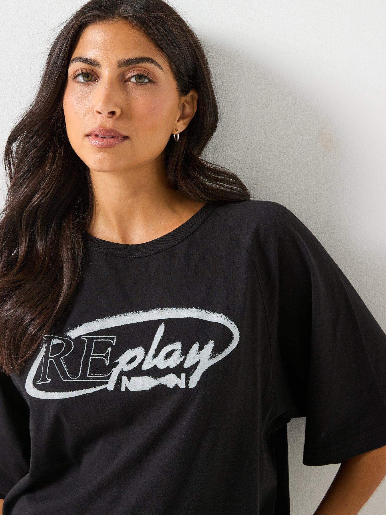  image of replay-cotton-jersey-logo-t-shirt-red