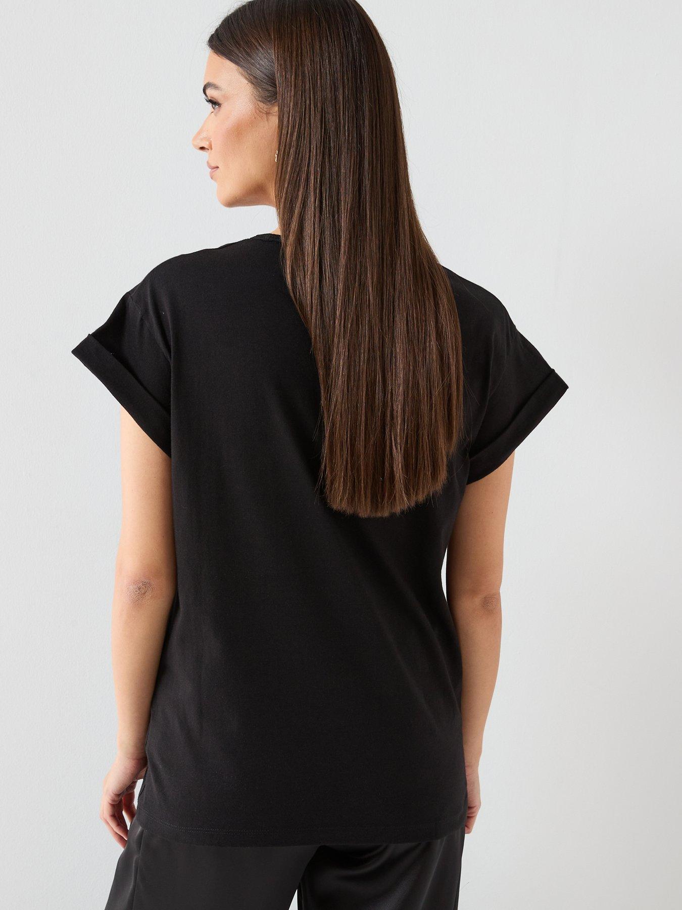 stillFront image of replay-rose-logo-print-t-shirt-black