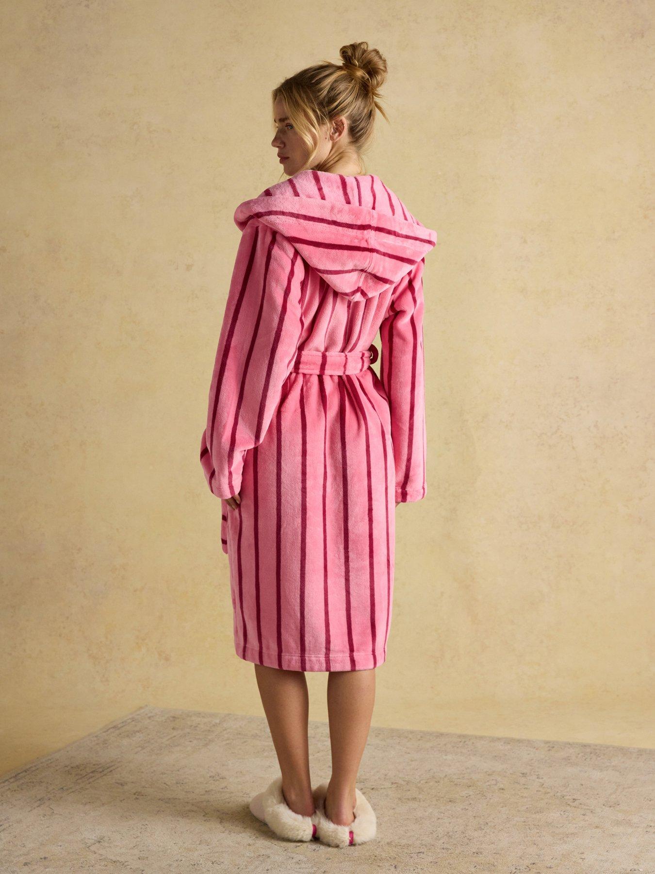 Image 2 of 5 of Joules Fleece Dressing Gown with Hood - Pink