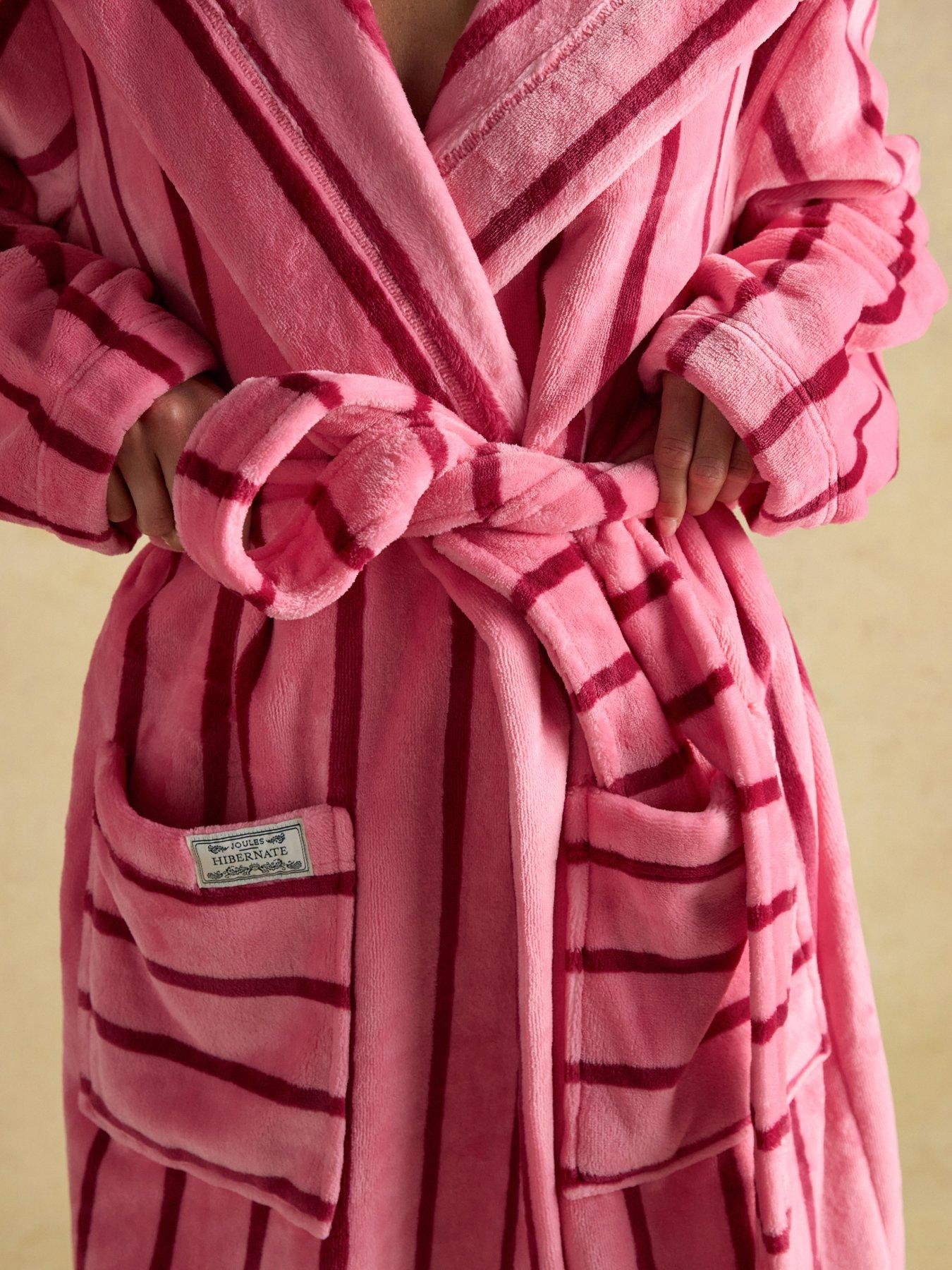 Image 3 of 5 of Joules Fleece Dressing Gown with Hood - Pink