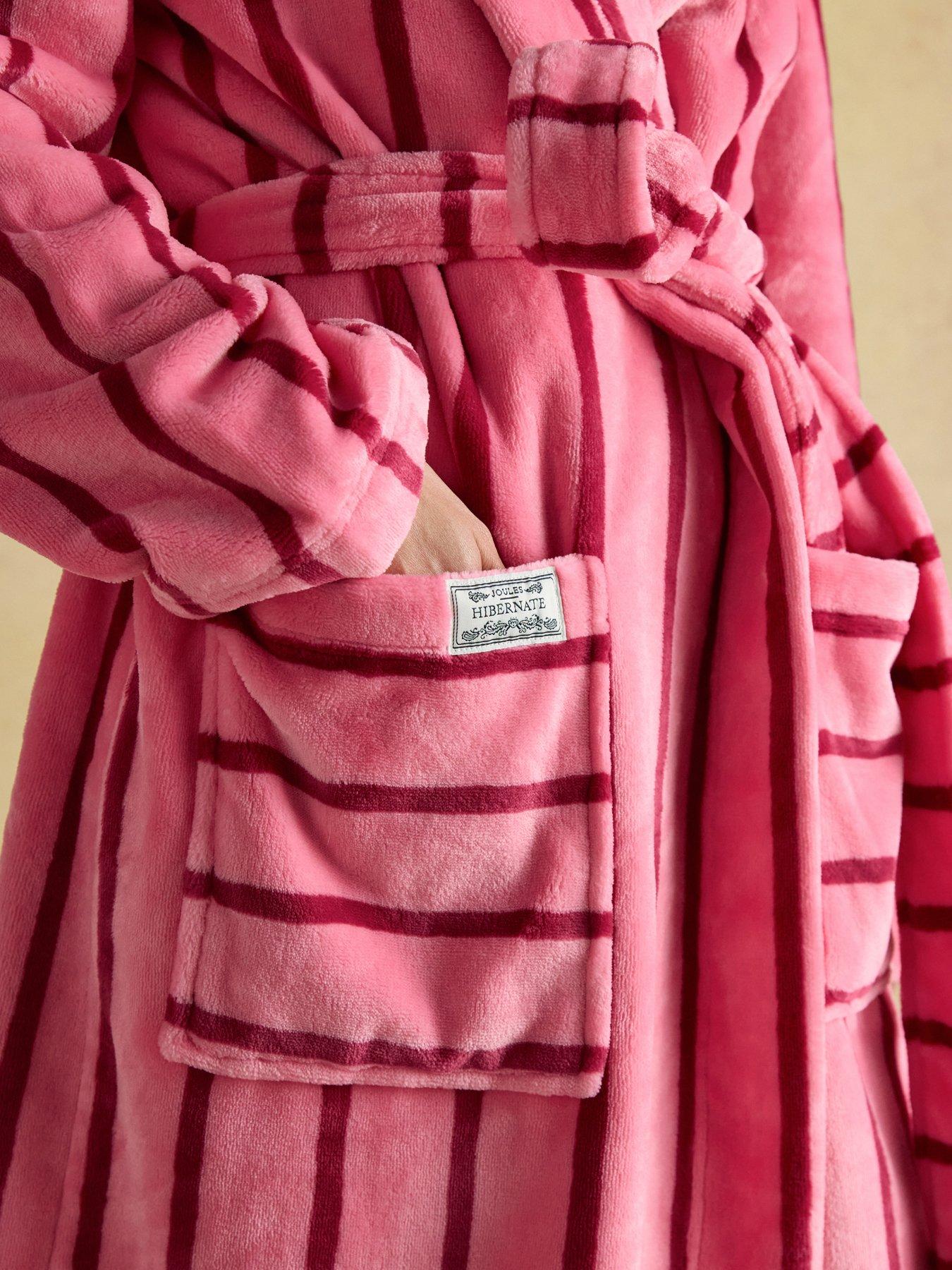 Image 4 of 5 of Joules Fleece Dressing Gown with Hood - Pink