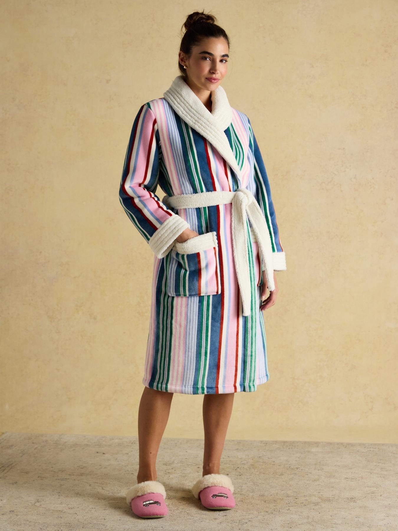 Image 1 of 5 of Joules Fleece Dressing Gown - Multi