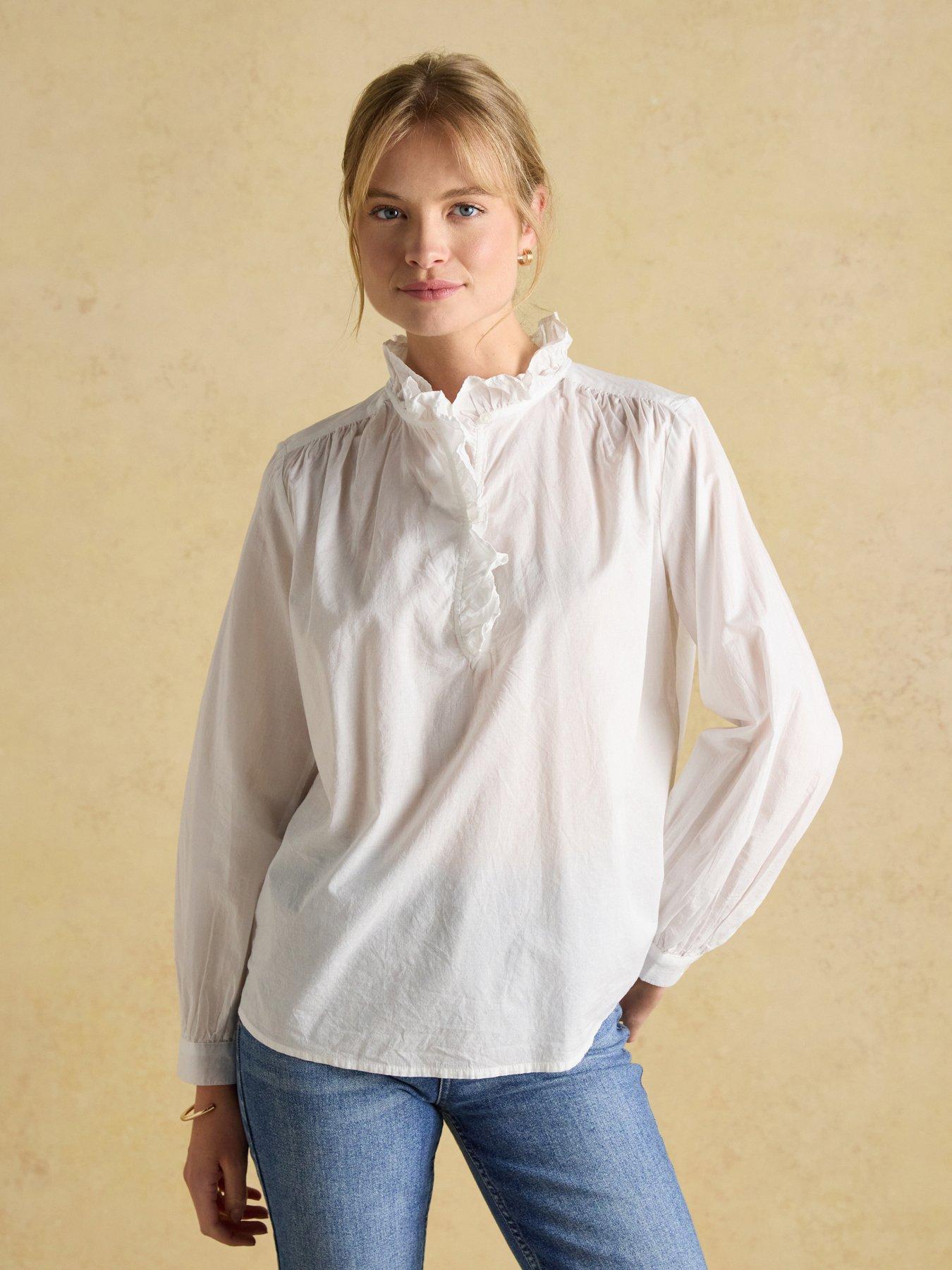 undefined Cotton Ruffle Blouse - White