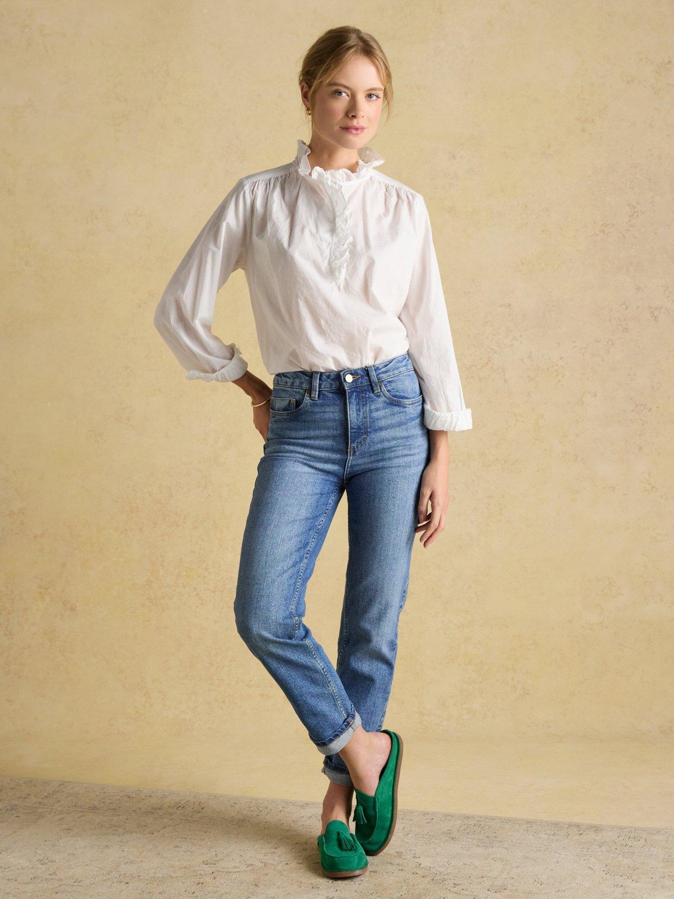 Image 3 of 5 of Joules Cotton Ruffle Blouse - White