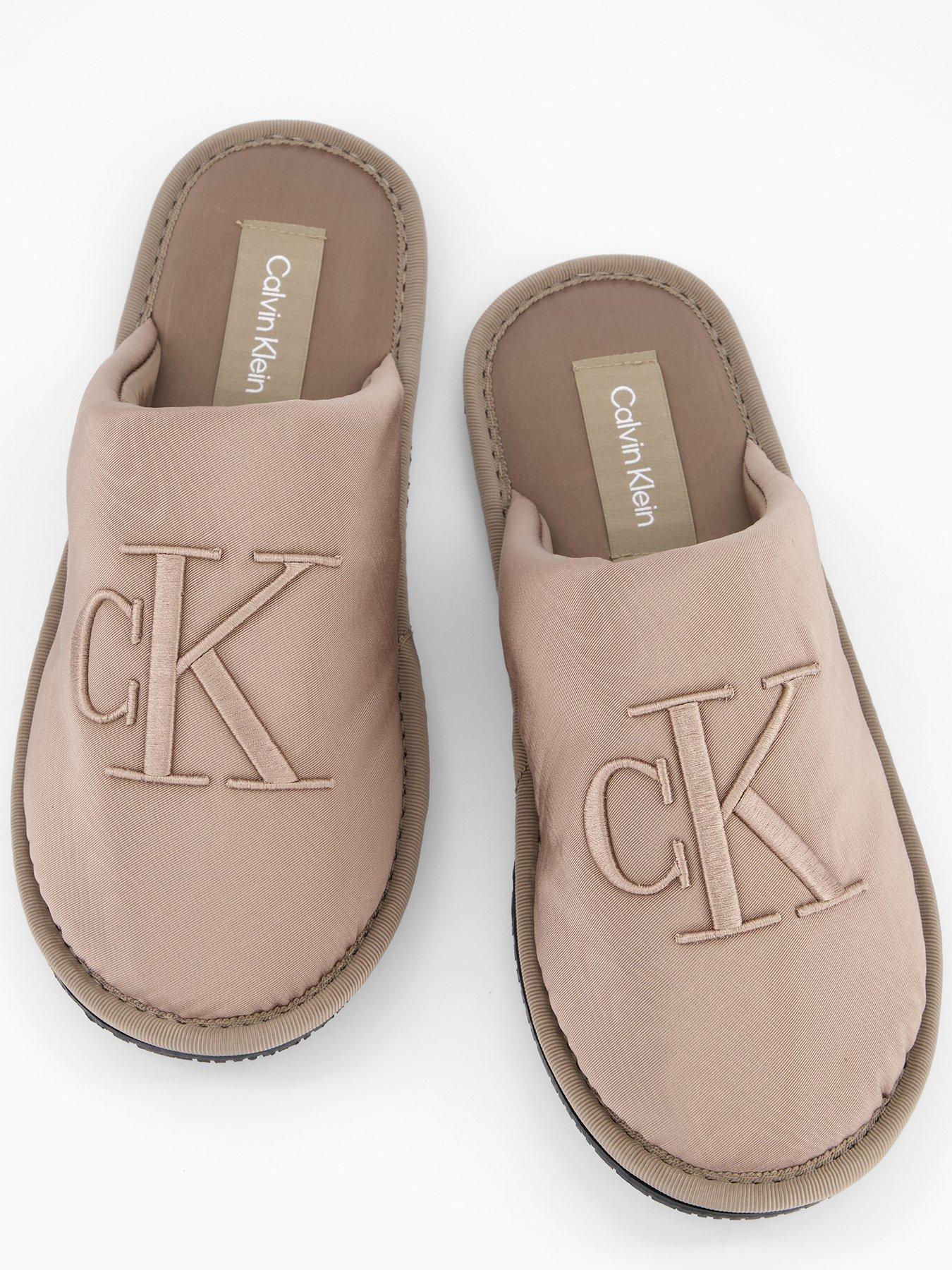  image of calvin-klein-satin-slippers-beige