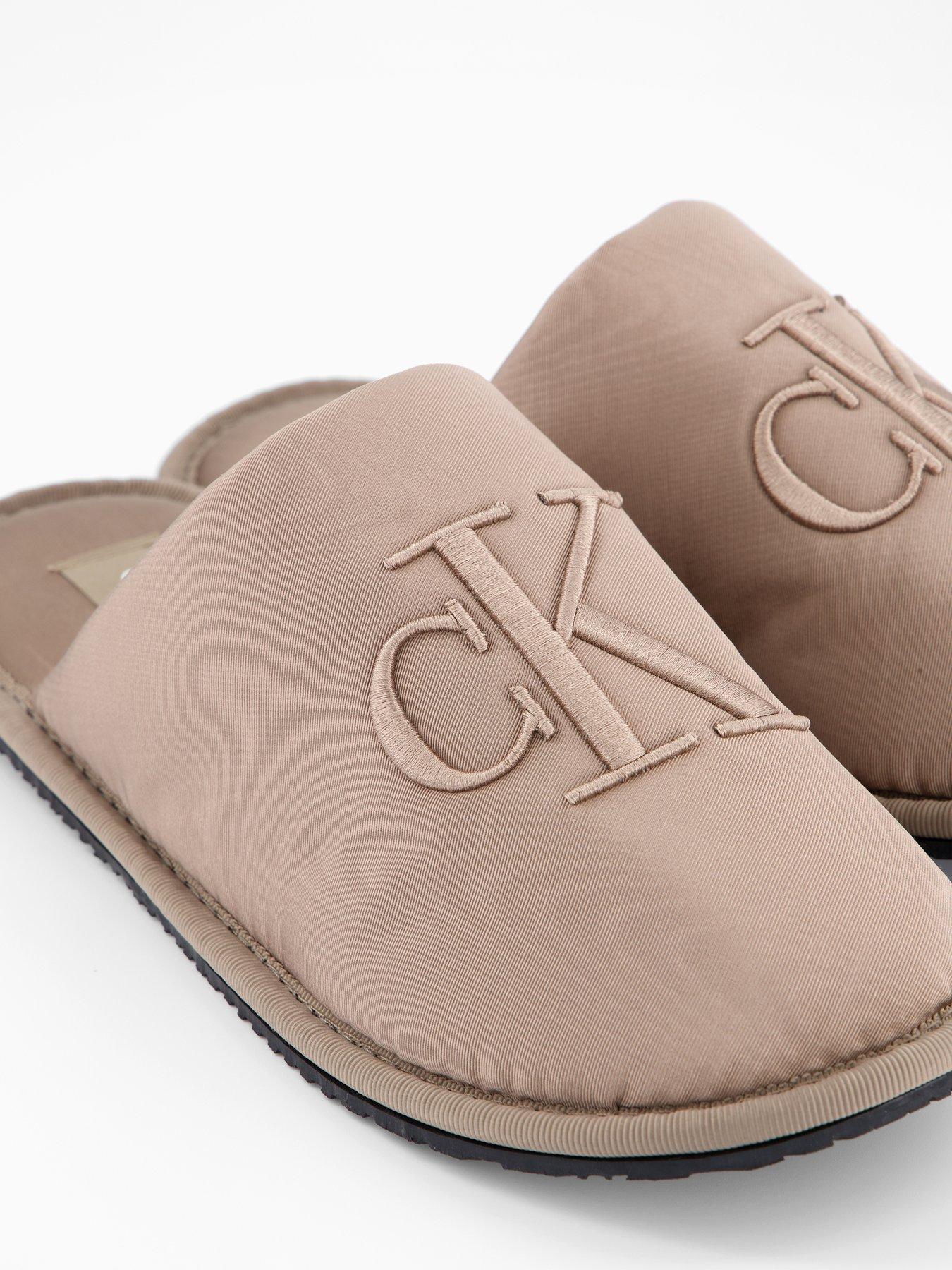  image of calvin-klein-satin-slippers-beige