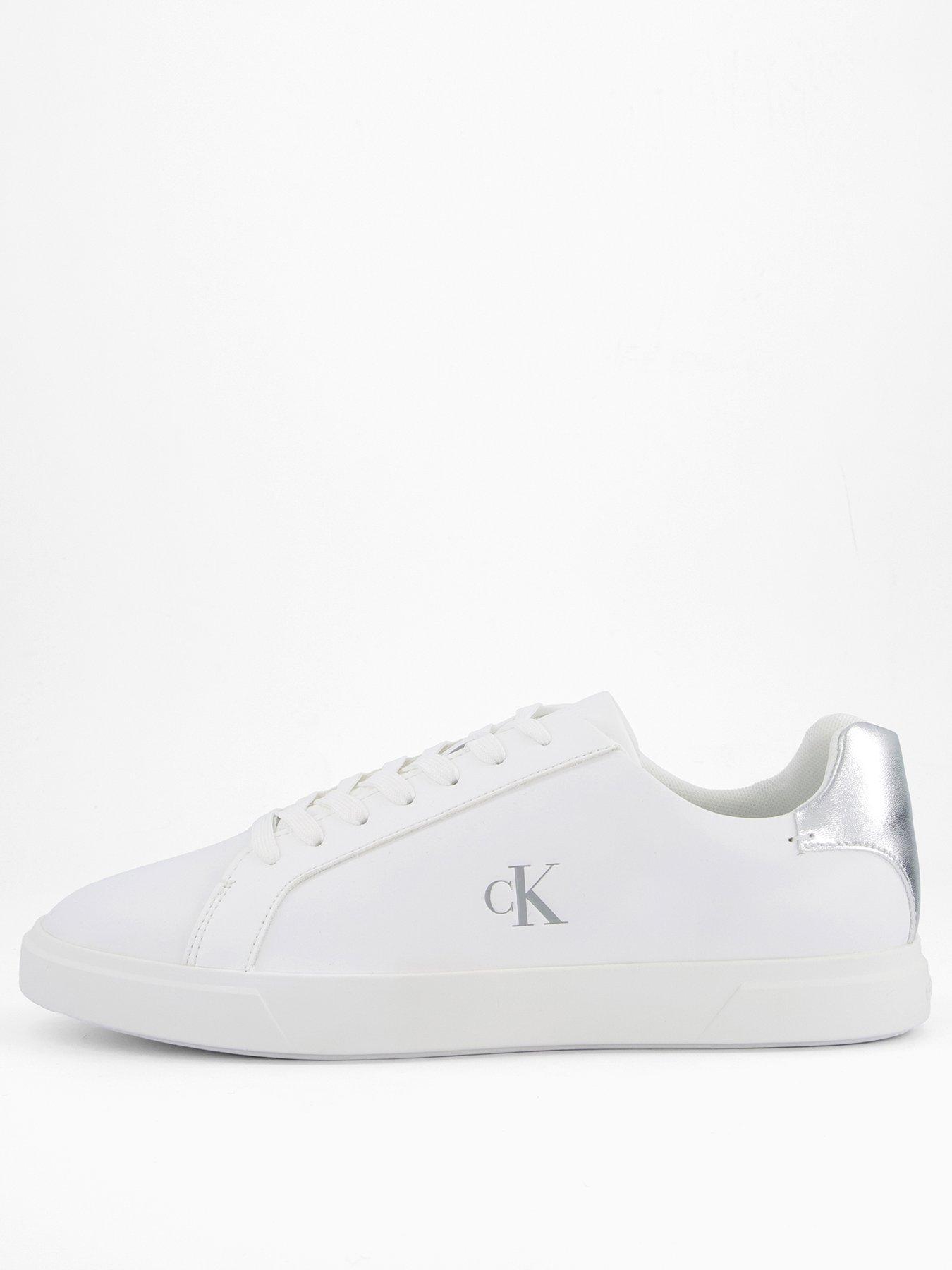 Image 1 of 7 of Calvin Klein Low Pro Lace Up Leather Trainer - /Silver - Bright White