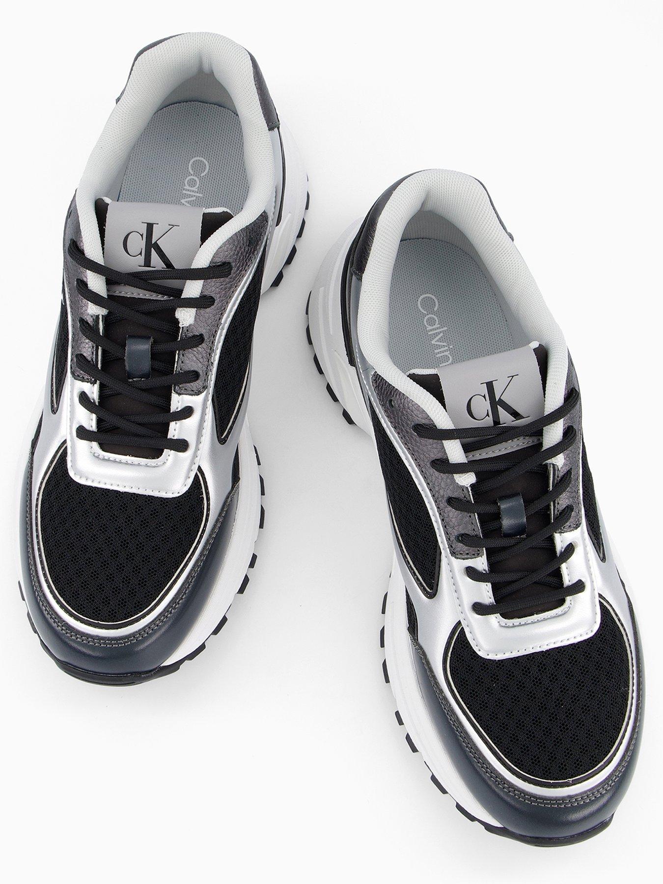  image of calvin-klein-hike-runner-lace-up-mesh-trainers-blacksilver