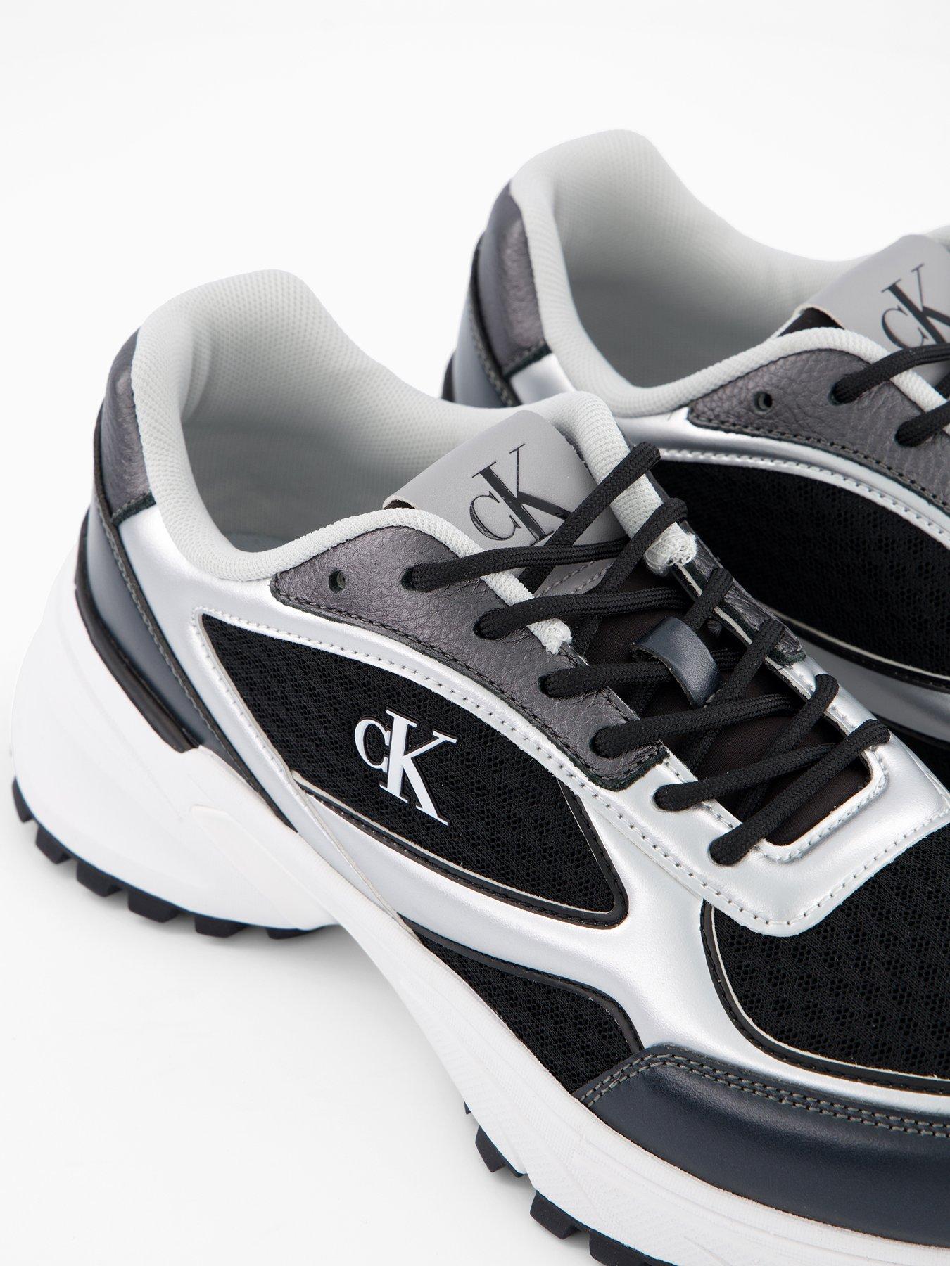  image of calvin-klein-hike-runner-lace-up-mesh-trainers-blacksilver