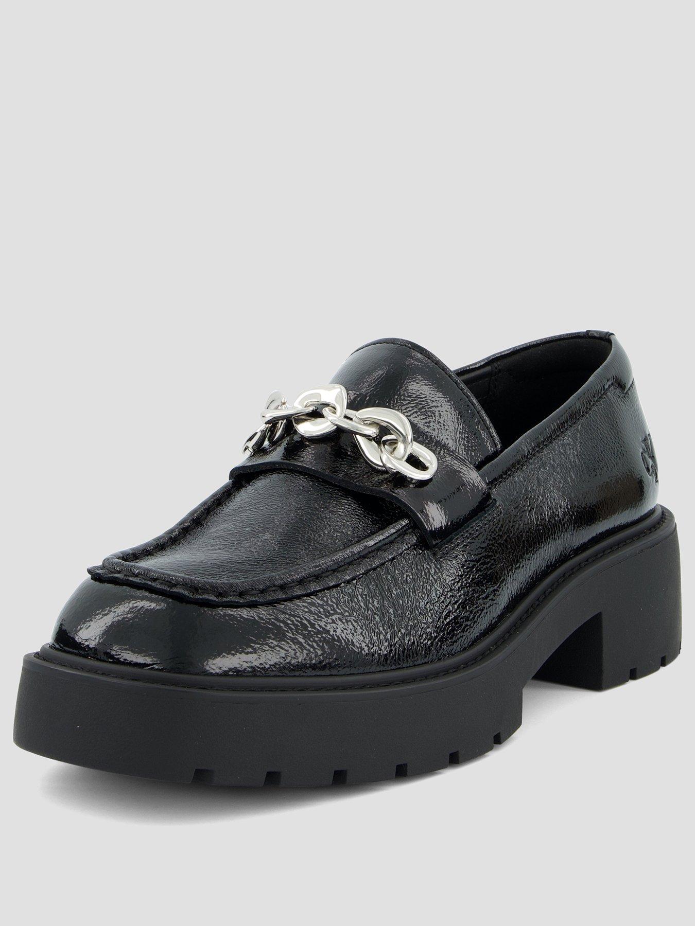  image of calvin-klein-chunky-hardware-leather-loafer-black