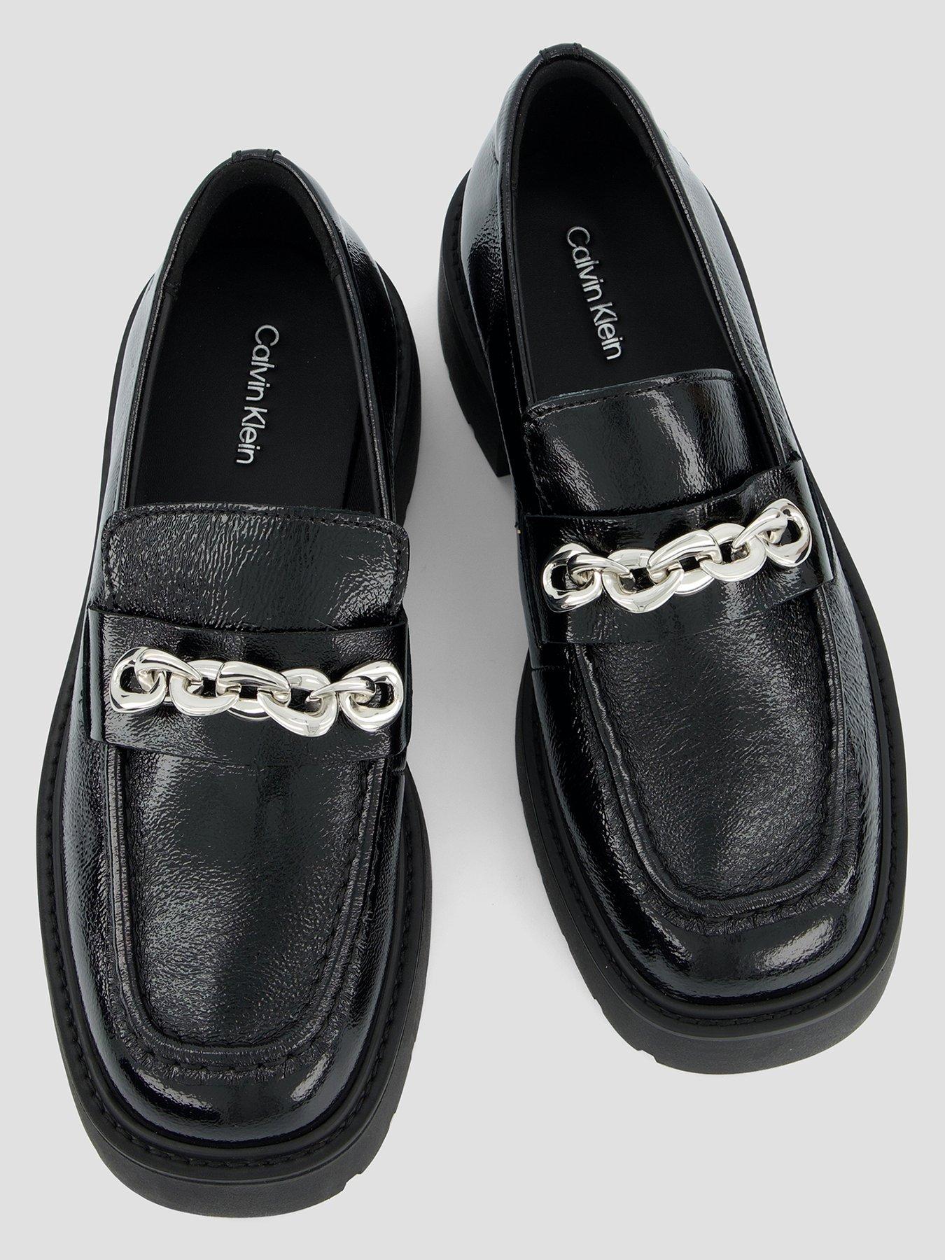  image of calvin-klein-chunky-hardware-leather-loafer-black
