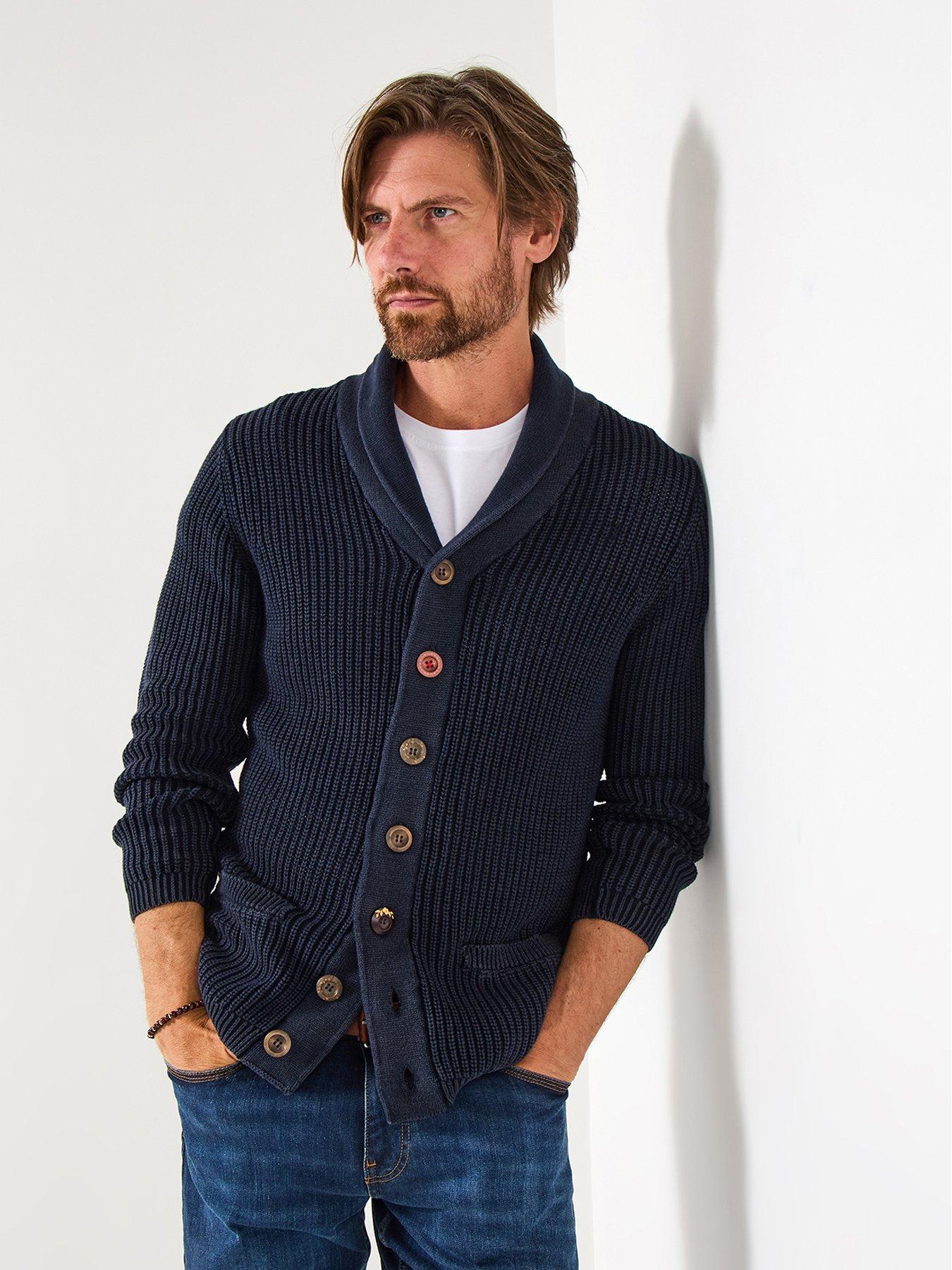 undefined Washed Indigo Knitted Cardigan - Navy