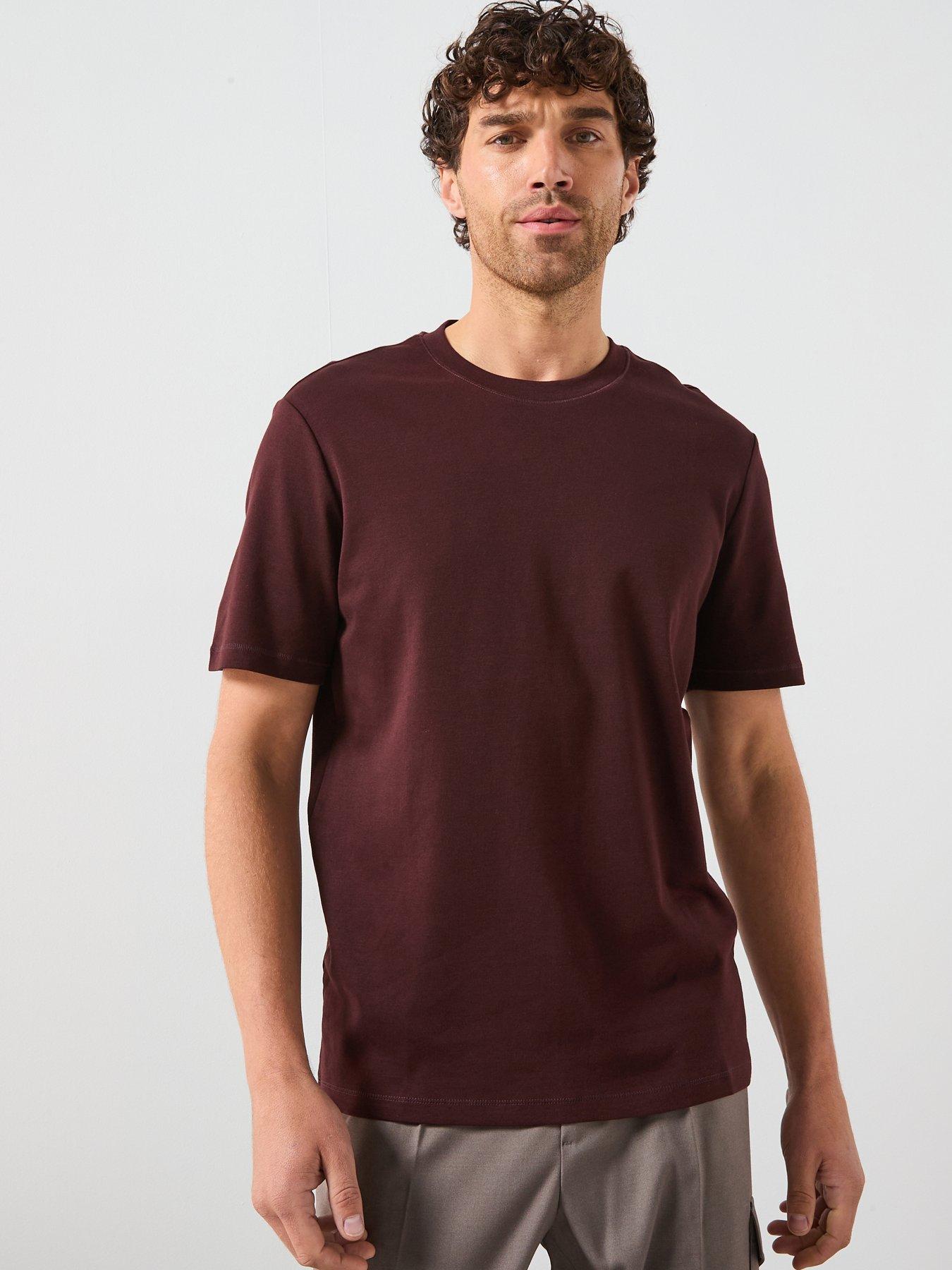 front image of mango-kimi-crew-t-shirt-dark-red