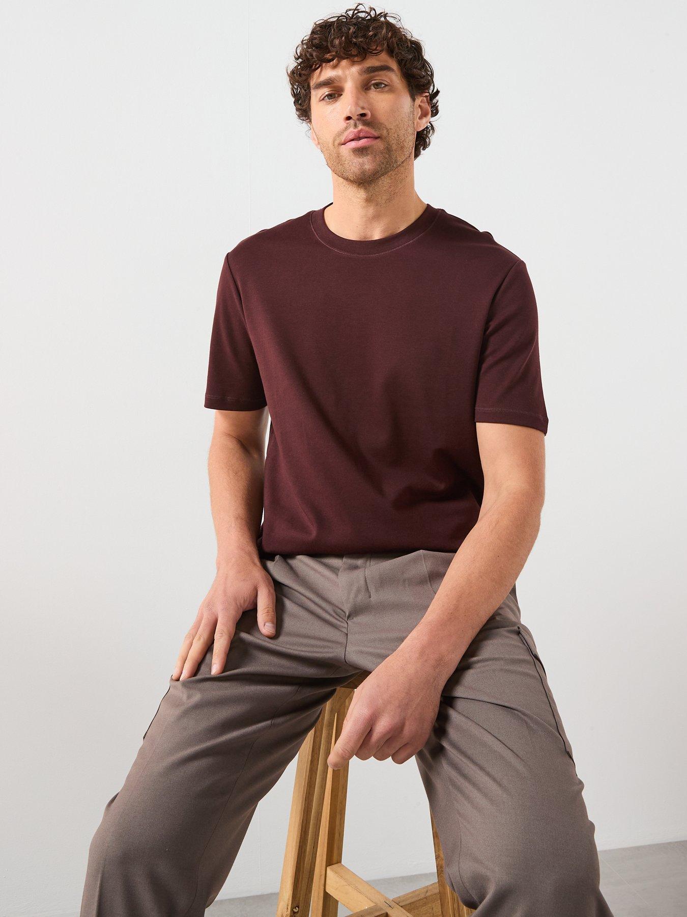  image of mango-kimi-crew-t-shirt-dark-red