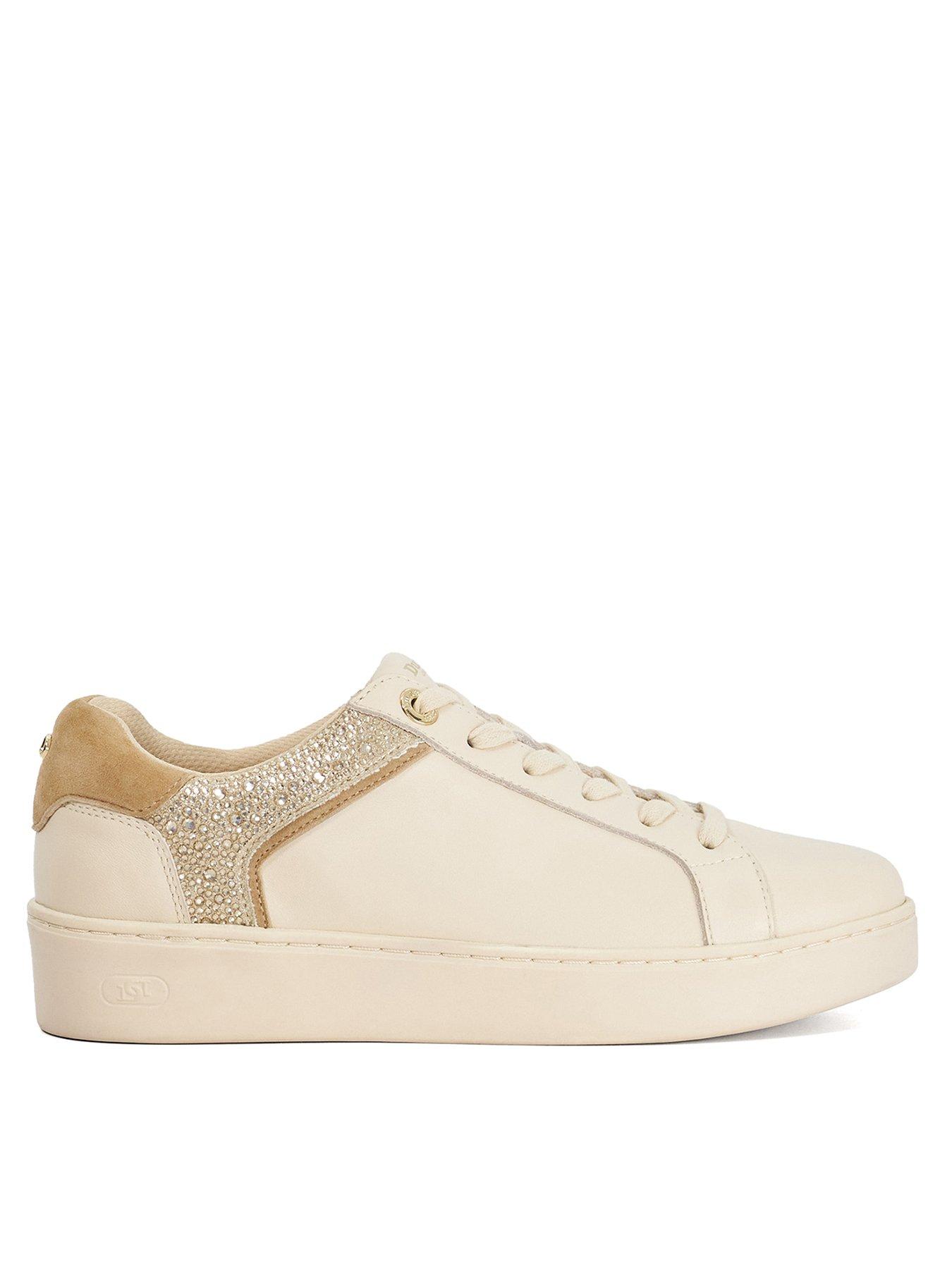 undefined Elli Lace Up Chunky Flatform Trainers - Cream