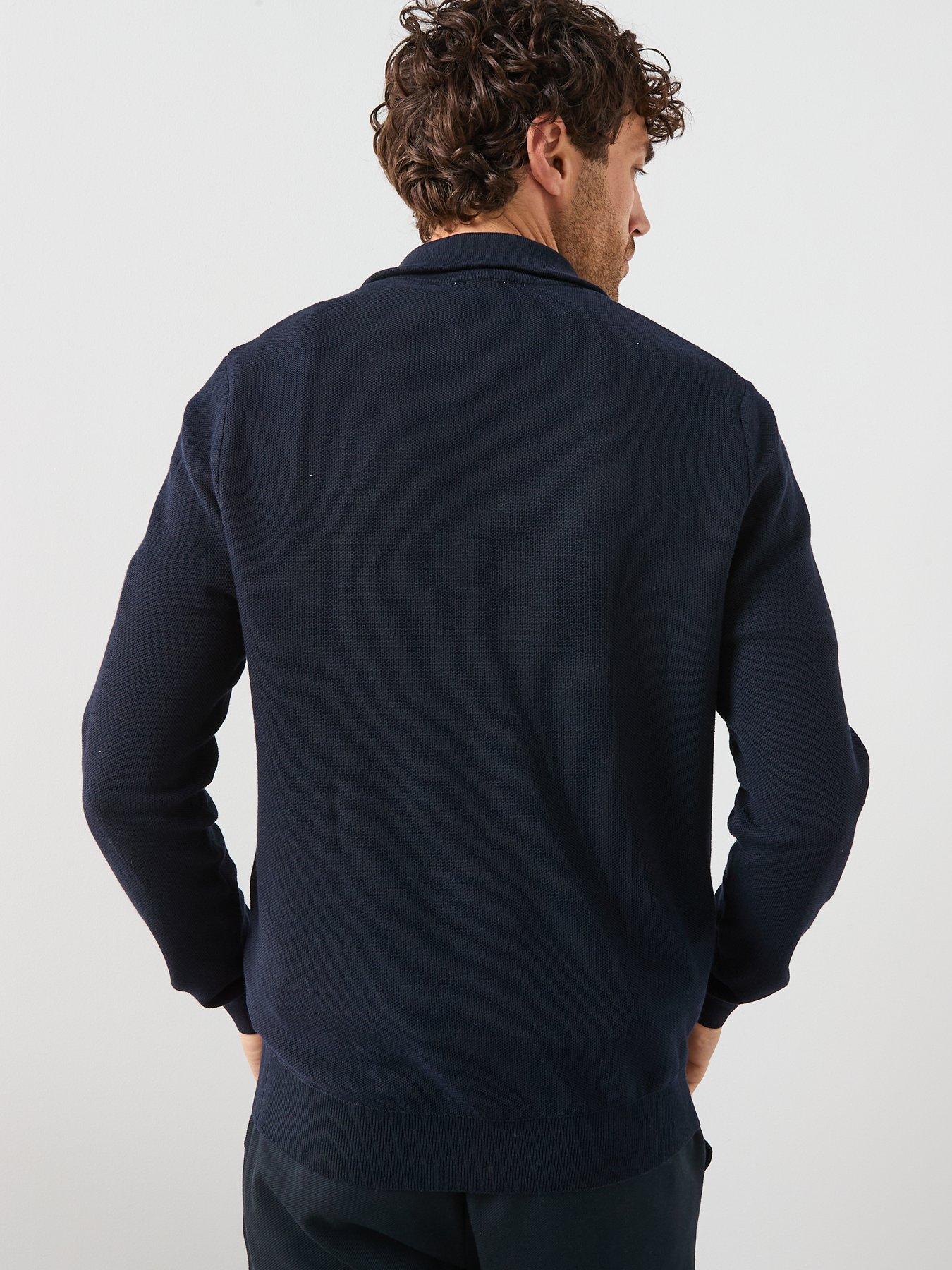 Image 2 of 6 of Mango Ten Cotton Pique 1/4 Zip Knitted Jumper - Navy