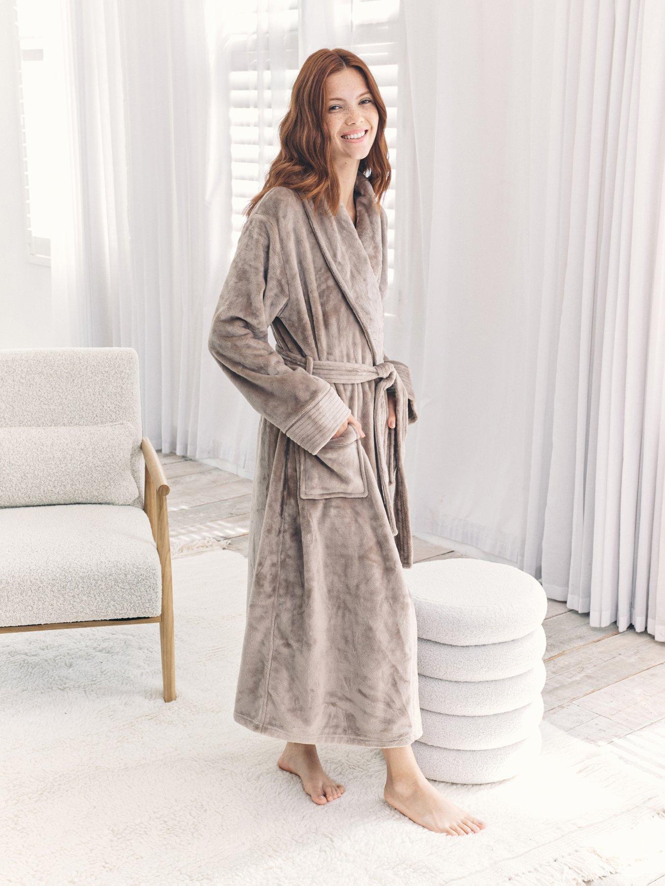 undefined Shaul Maxi Dressing Gown In Sealskin Fleece - Brown