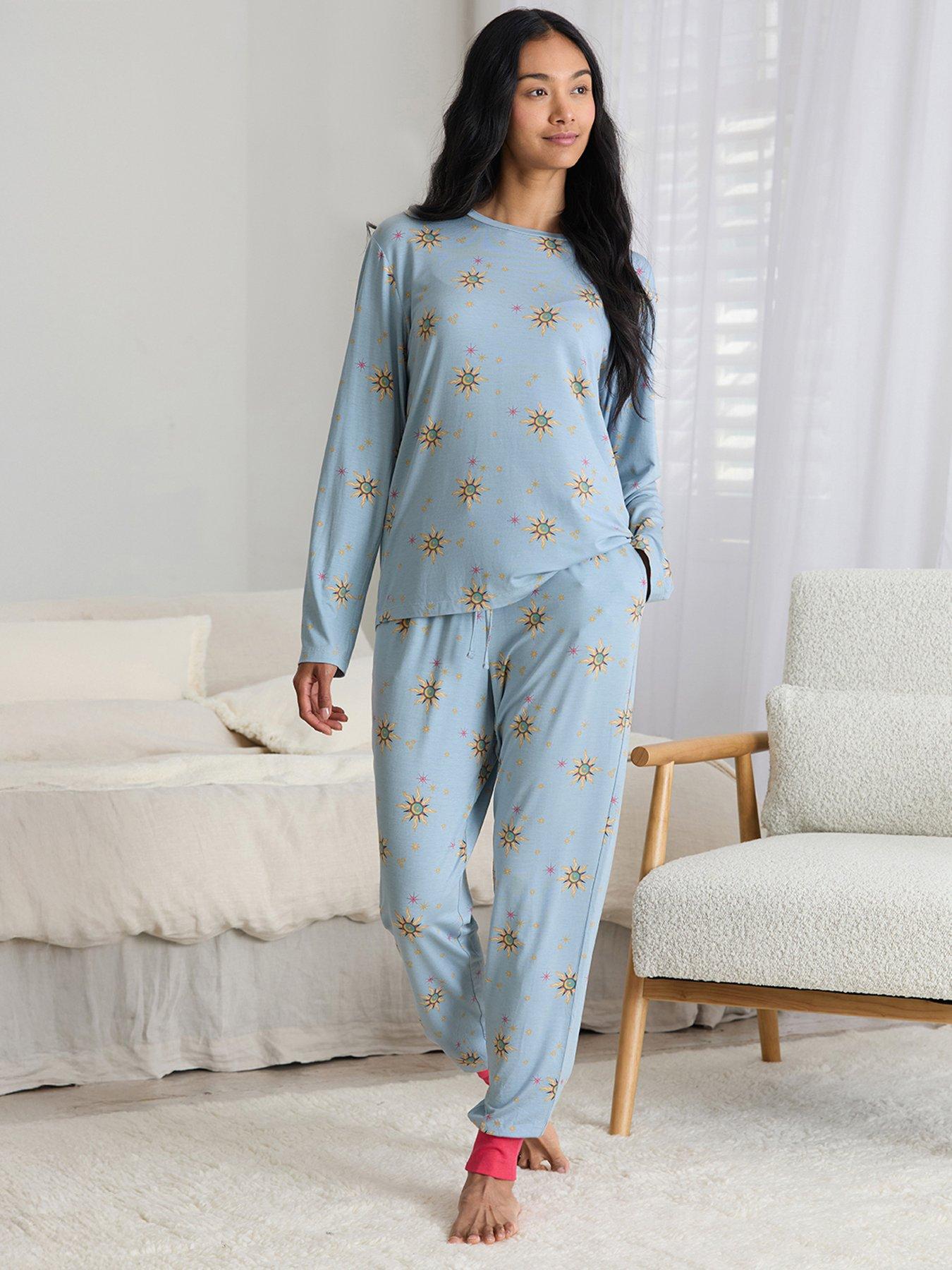  image of chelsea-peers-long-crew-neck-set-blue